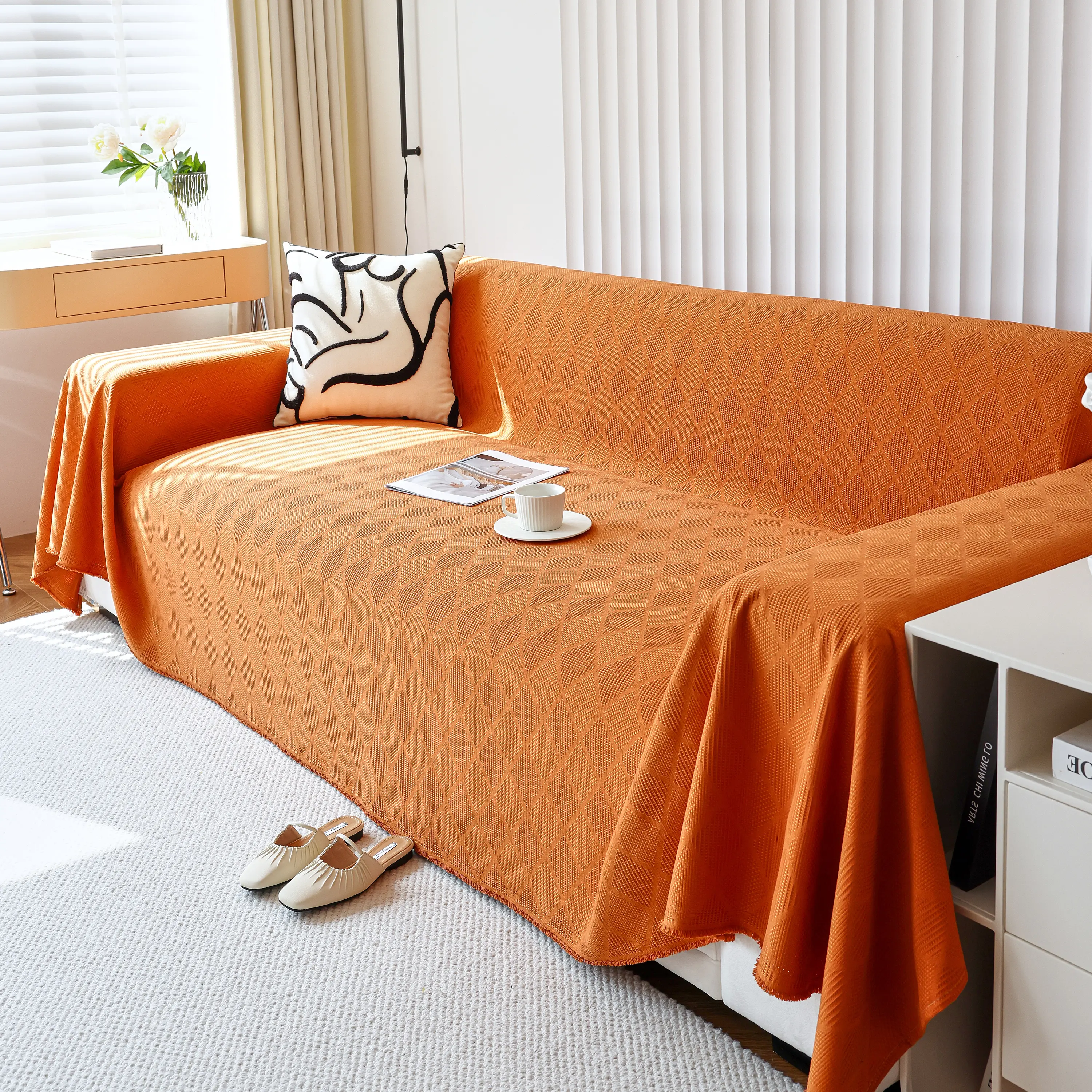 Textured Chenille Sofa Cover Throw, Soft Washable Couch Blanket Protector for Pets - Image 30