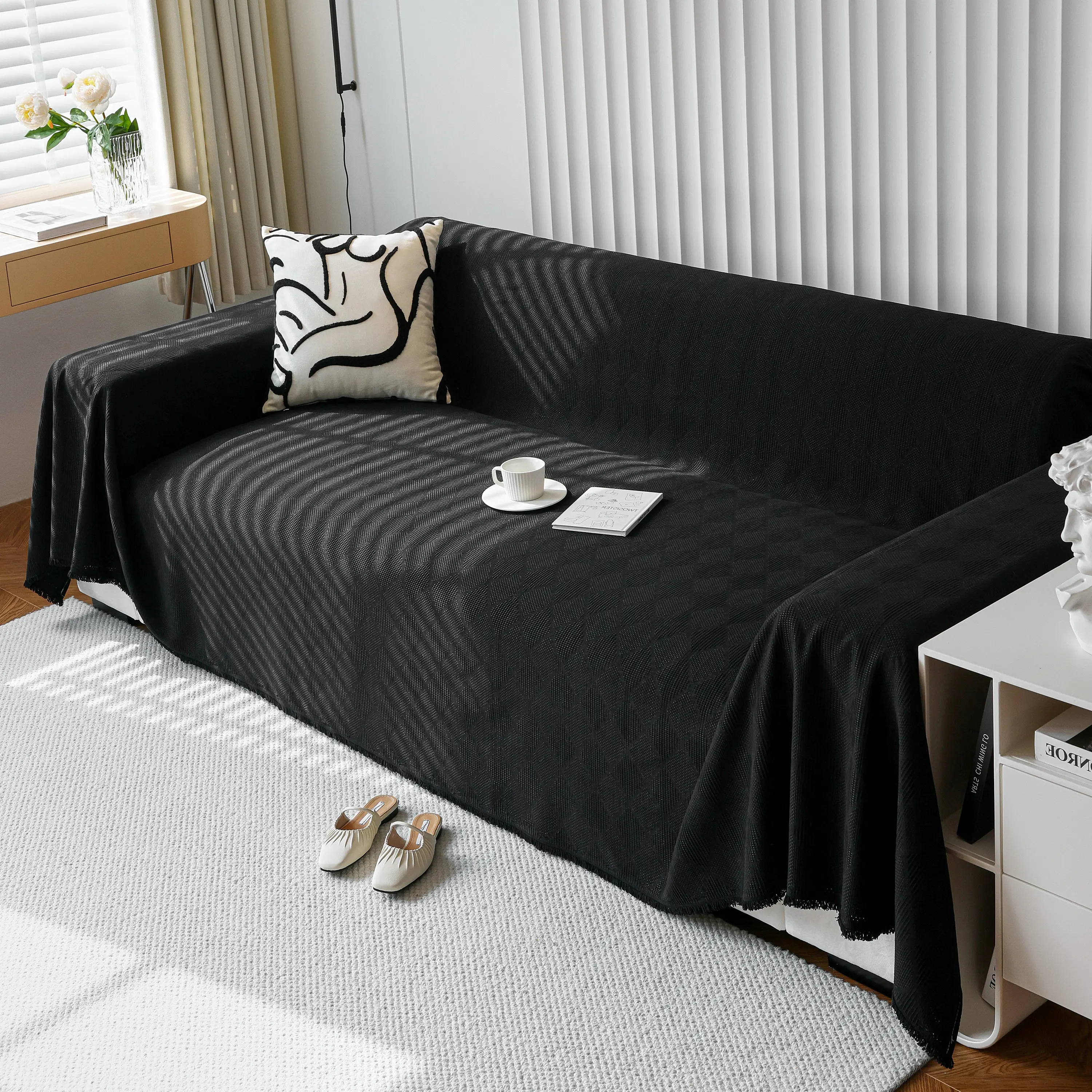 Textured Chenille Sofa Cover Throw, Soft Washable Couch Blanket Protector for Pets - Image 37