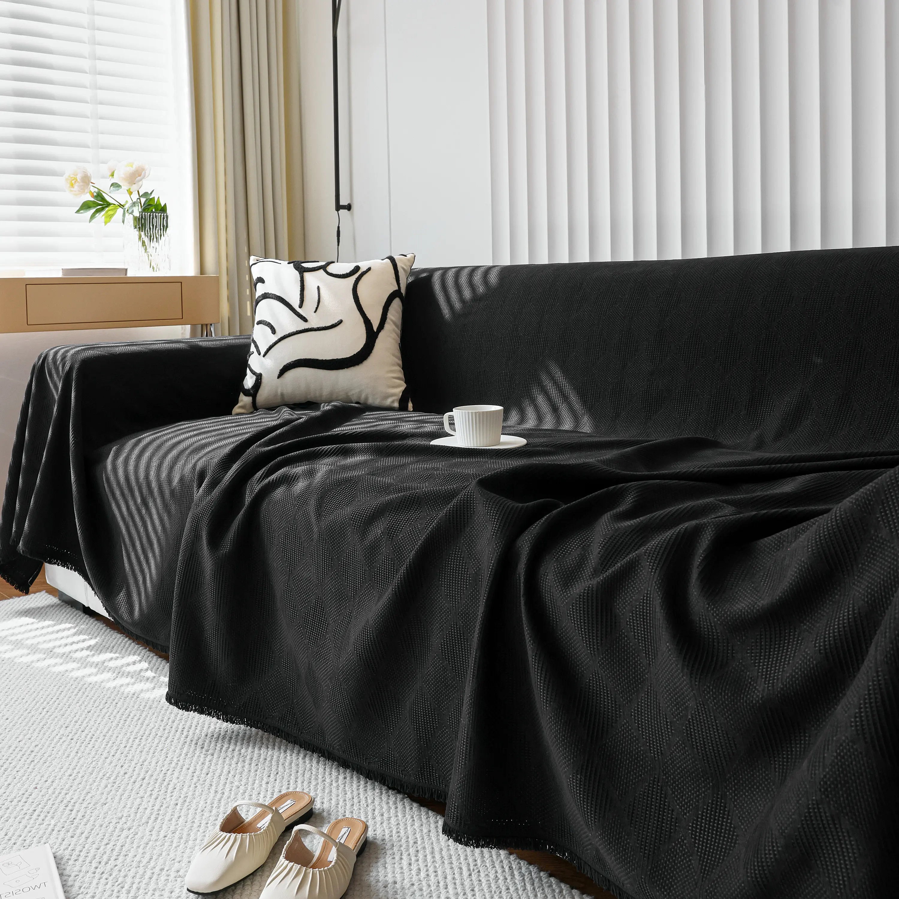 Textured Chenille Sofa Cover Throw, Soft Washable Couch Blanket Protector for Pets - Image 46