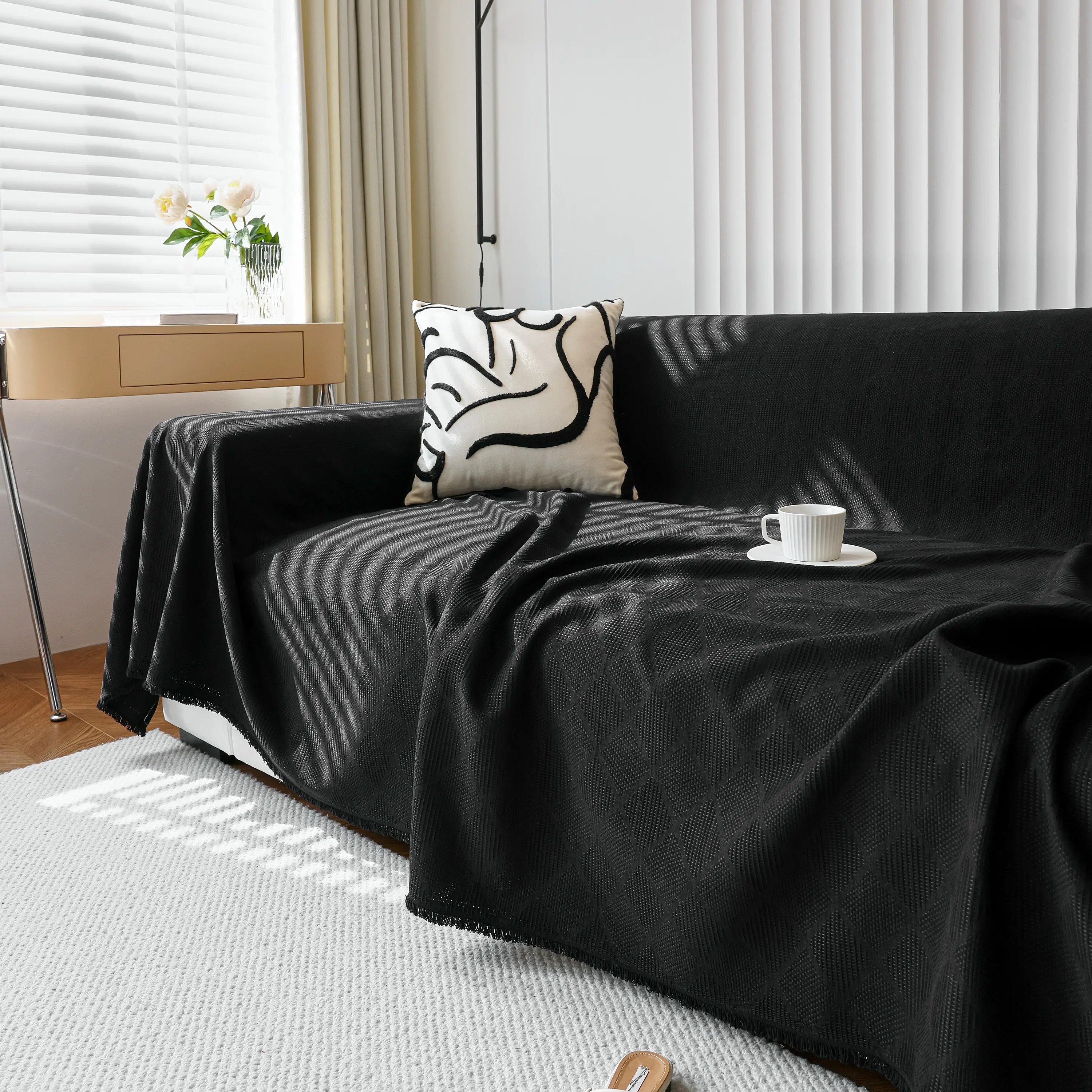 Textured Chenille Sofa Cover Throw, Soft Washable Couch Blanket Protector for Pets - Image 47