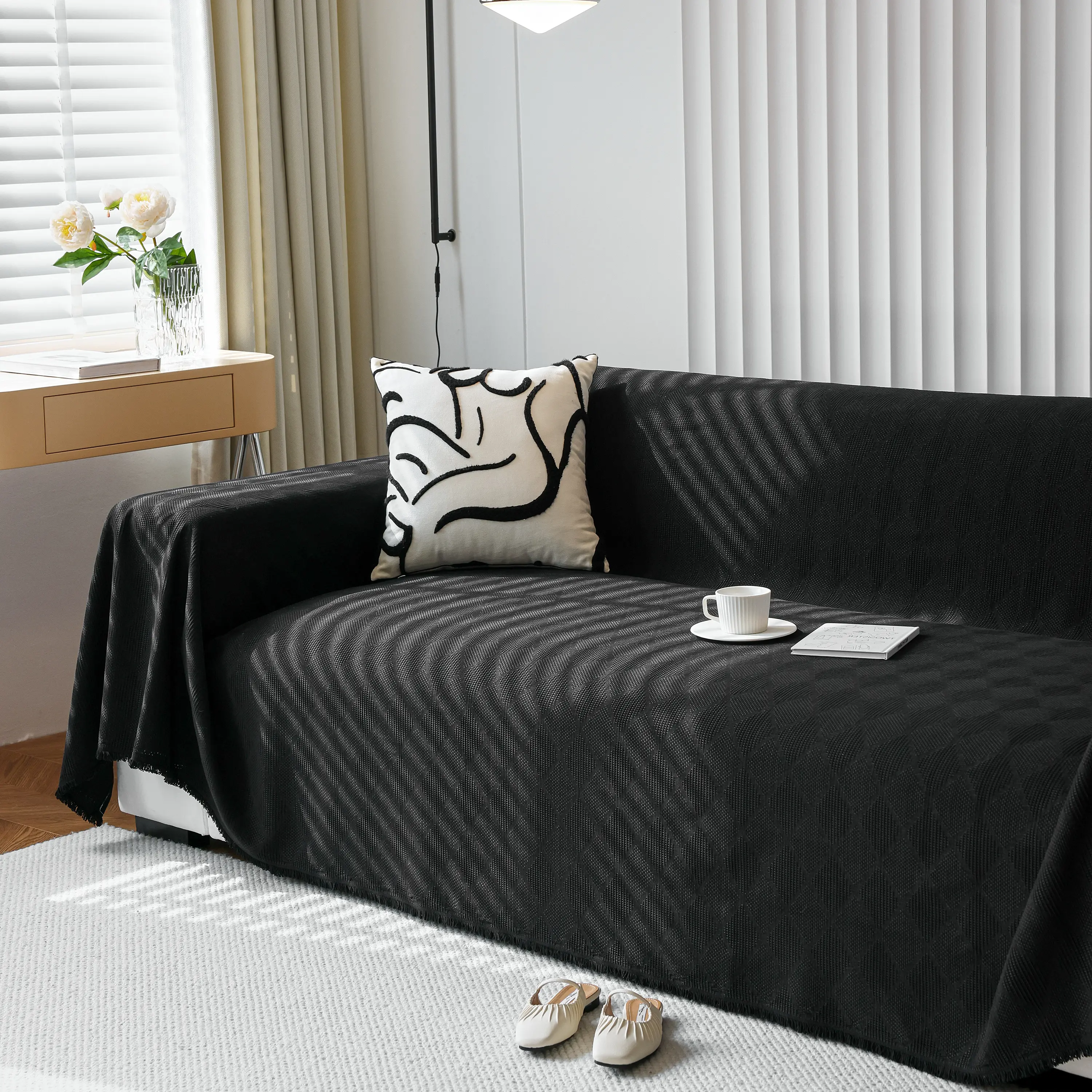 Textured Chenille Sofa Cover Throw, Soft Washable Couch Blanket Protector for Pets - Image 51