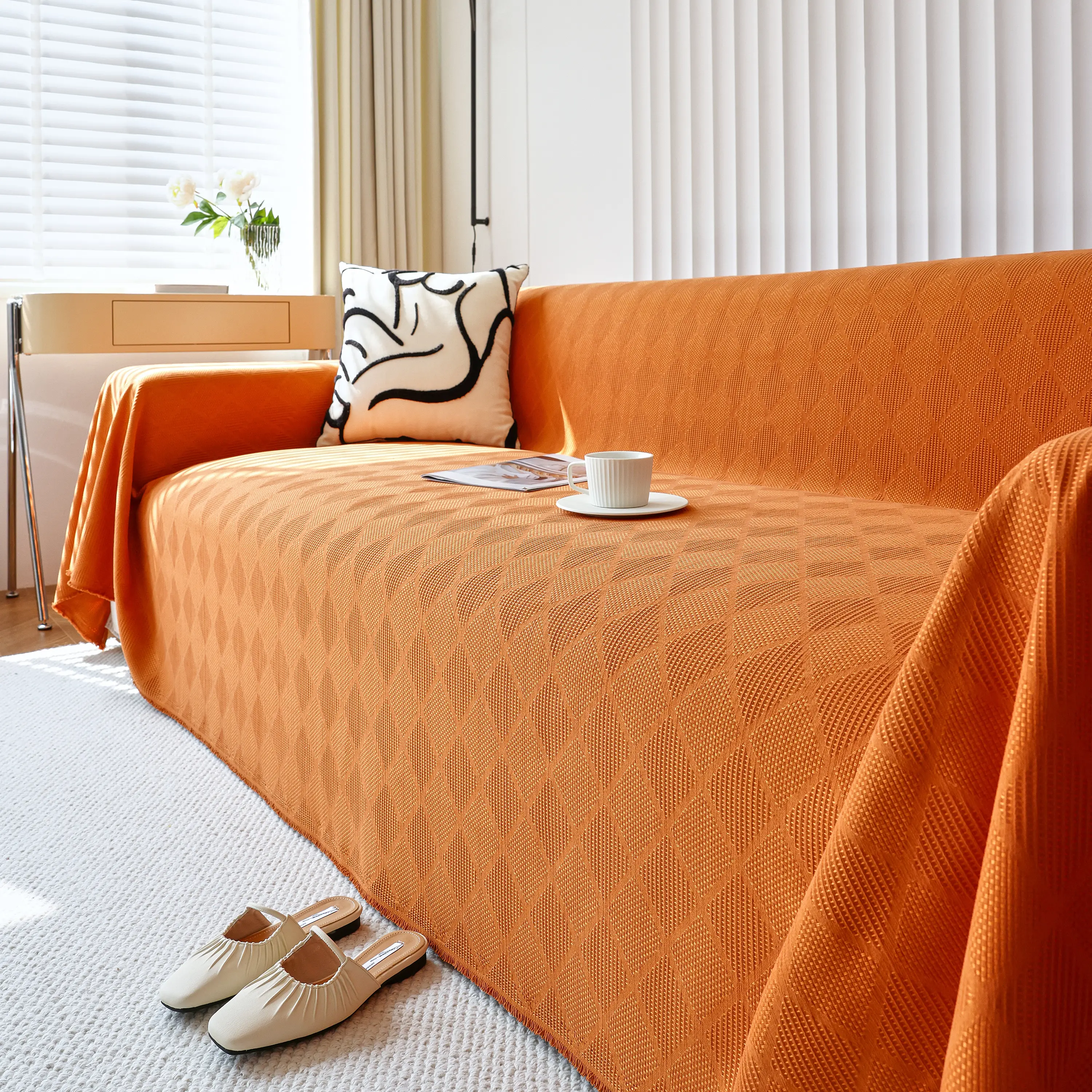Textured Chenille Sofa Cover Throw, Soft Washable Couch Blanket Protector for Pets - Image 57