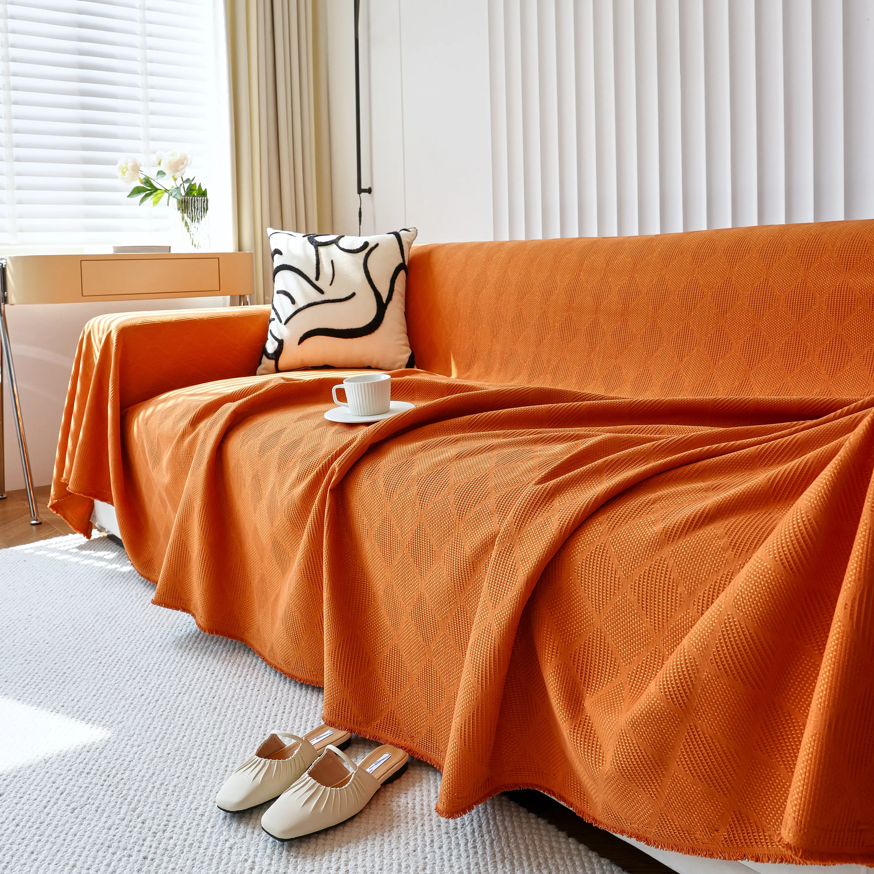 Textured Chenille Sofa Cover Throw, Soft Washable Couch Blanket Protector for Pets - Image 65