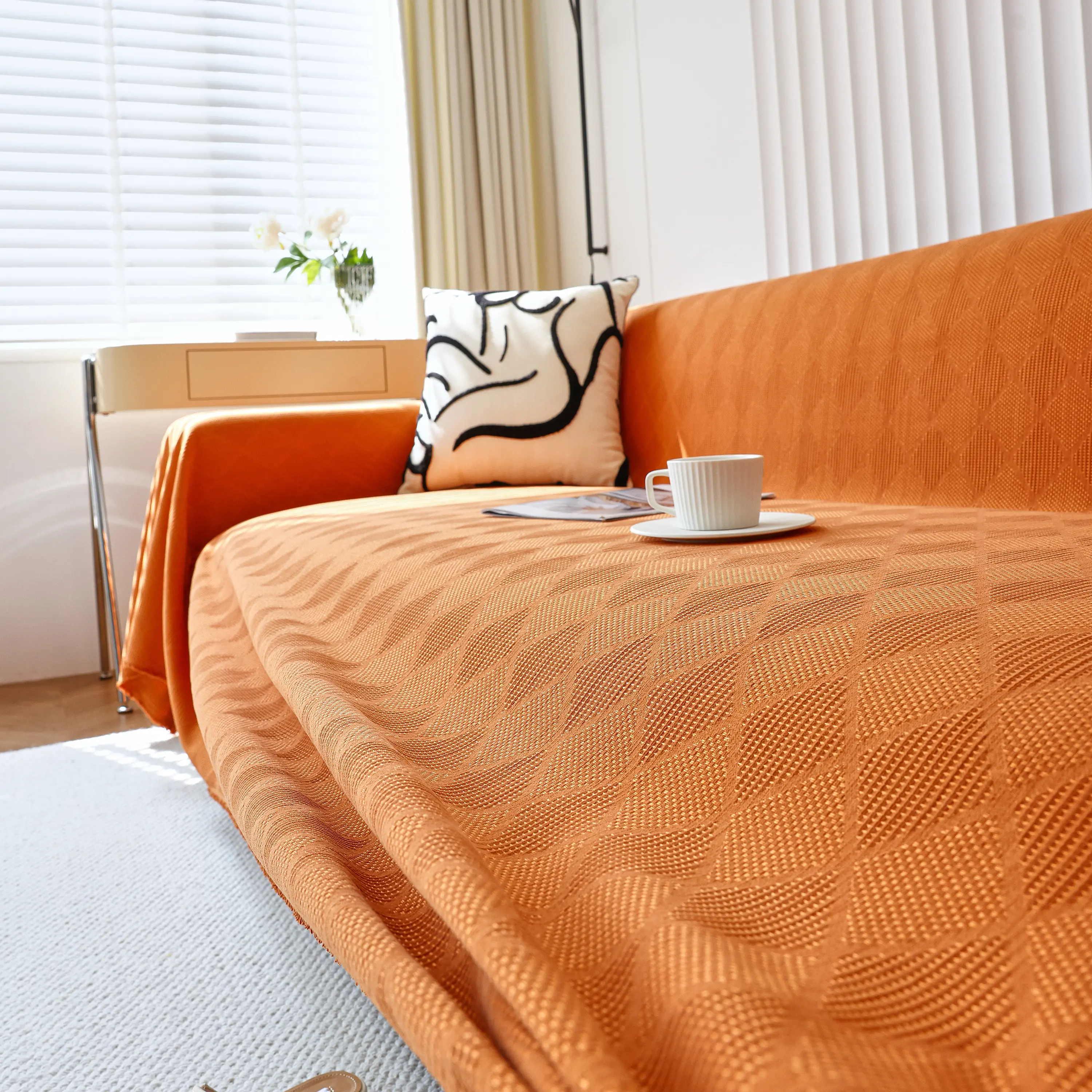 Textured Chenille Sofa Cover Throw, Soft Washable Couch Blanket Protector for Pets - Image 70