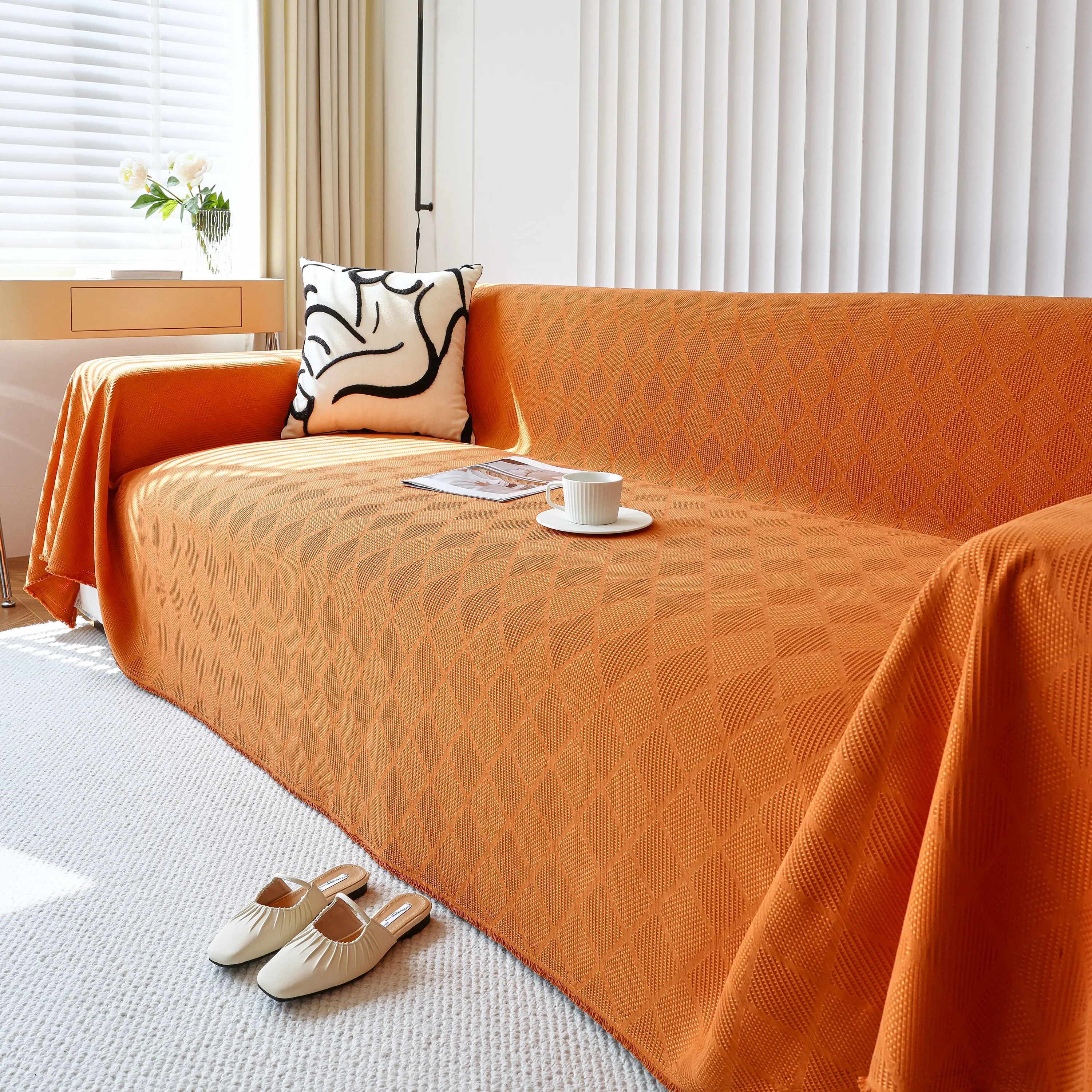 Textured Chenille Sofa Cover Throw, Soft Washable Couch Blanket Protector for Pets - Image 74