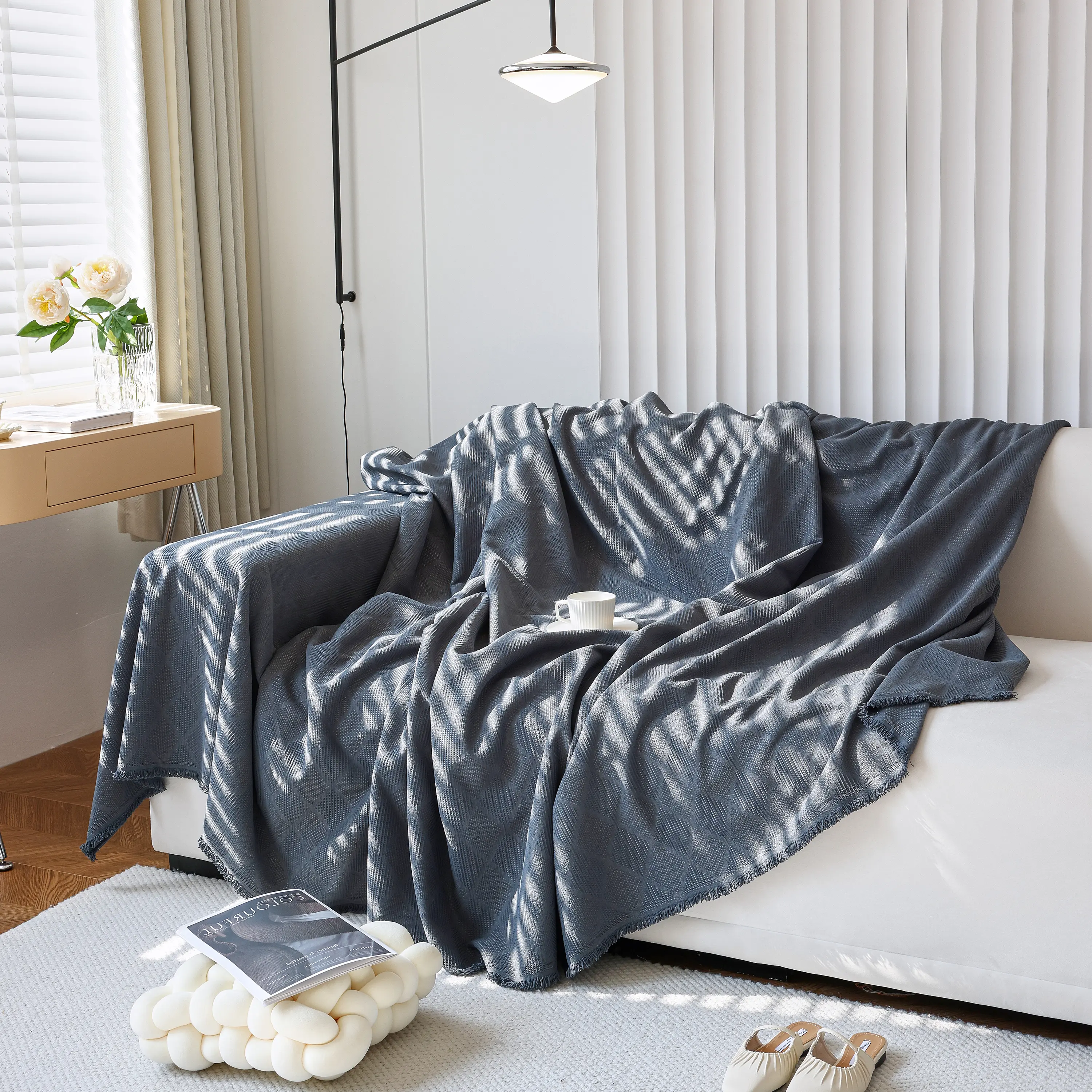 Textured Chenille Sofa Cover Throw, Soft Washable Couch Blanket Protector for Pets - Image 90