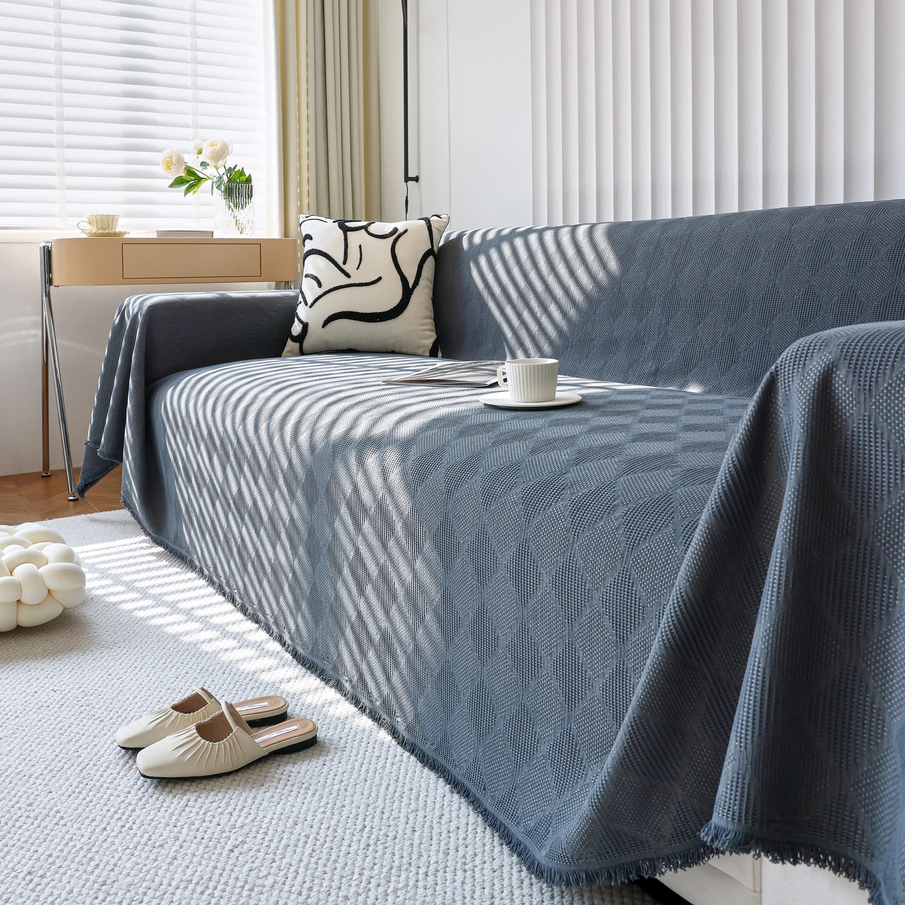 Textured Chenille Sofa Cover Throw, Soft Washable Couch Blanket Protector for Pets - Image 95