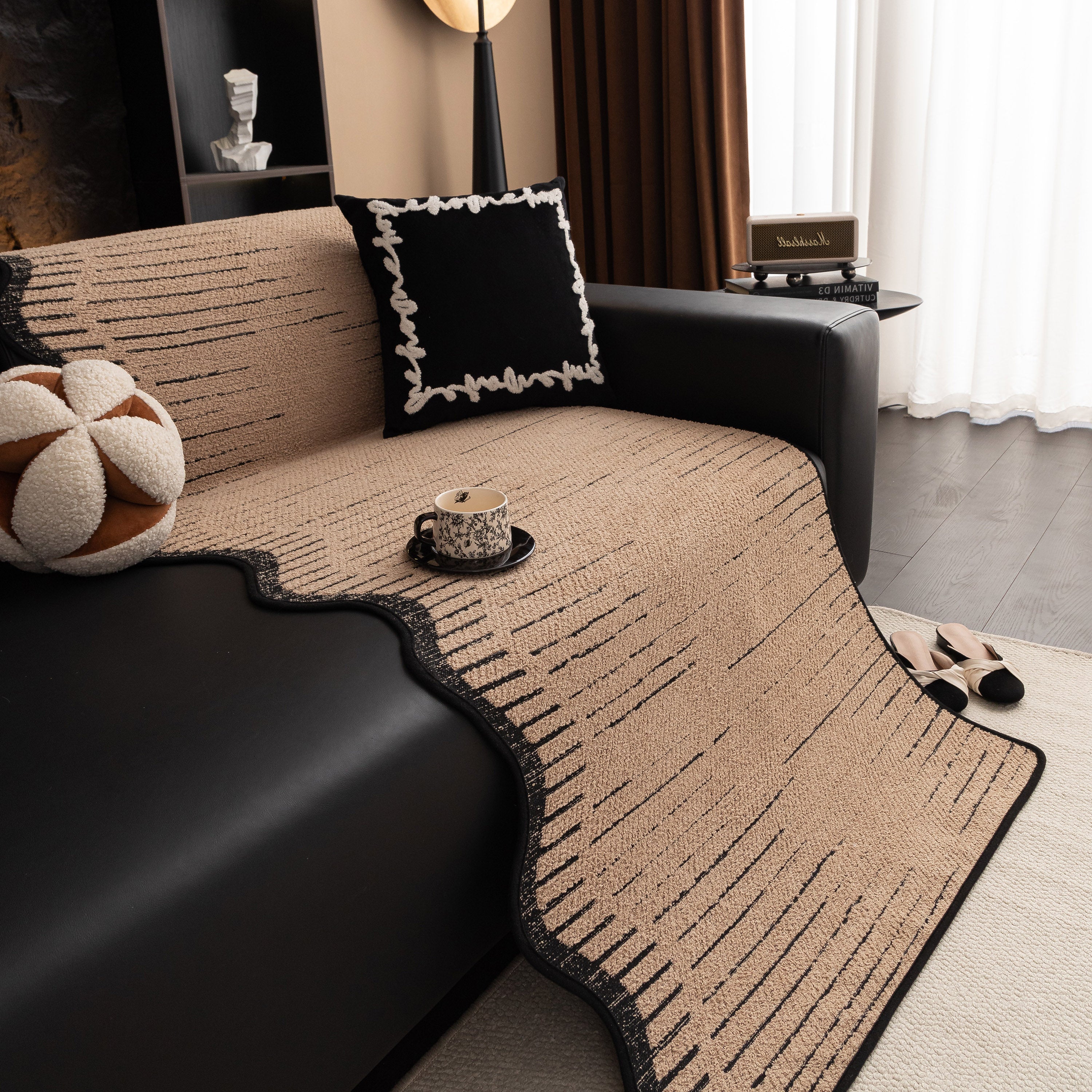 Textured Sofa Seat Cover with Wave Edge – Non-Slip, Washable Couch Throw Protector - Image 25