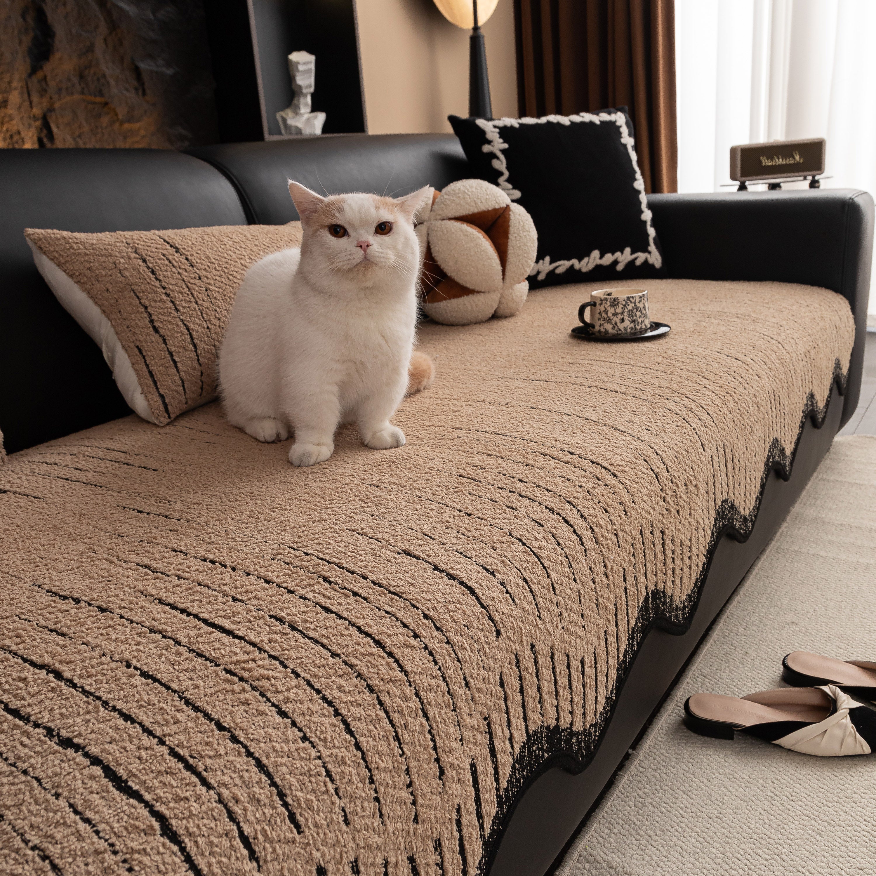 Textured Sofa Seat Cover with Wave Edge – Non-Slip, Washable Couch Throw Protector - Image 31