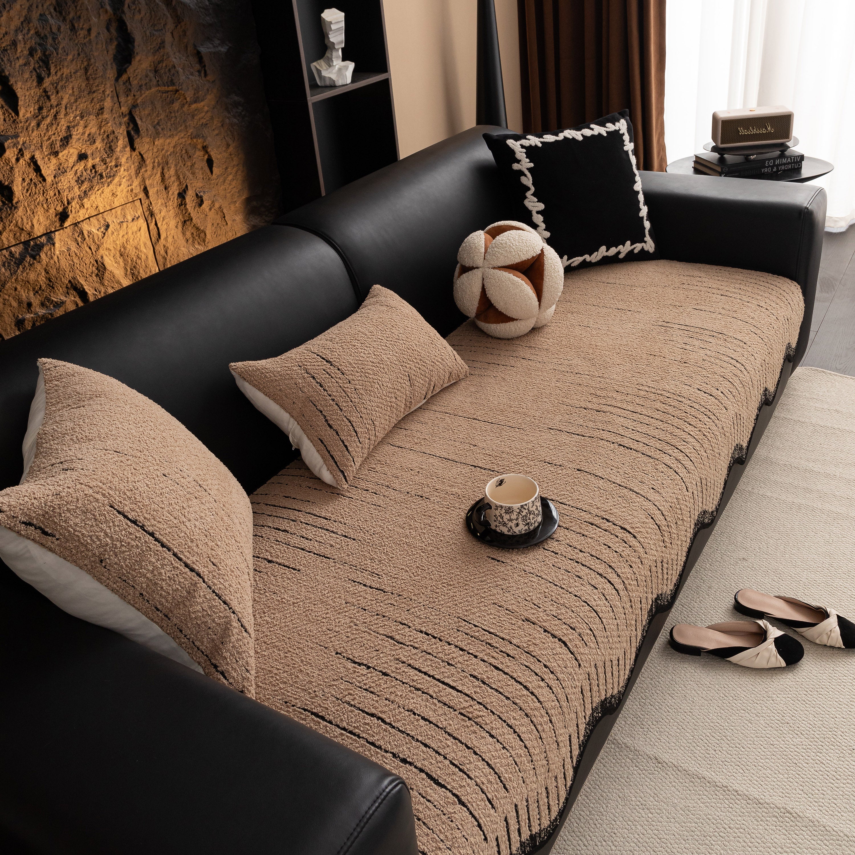 Textured Sofa Seat Cover with Wave Edge – Non-Slip, Washable Couch Throw Protector - Image 34
