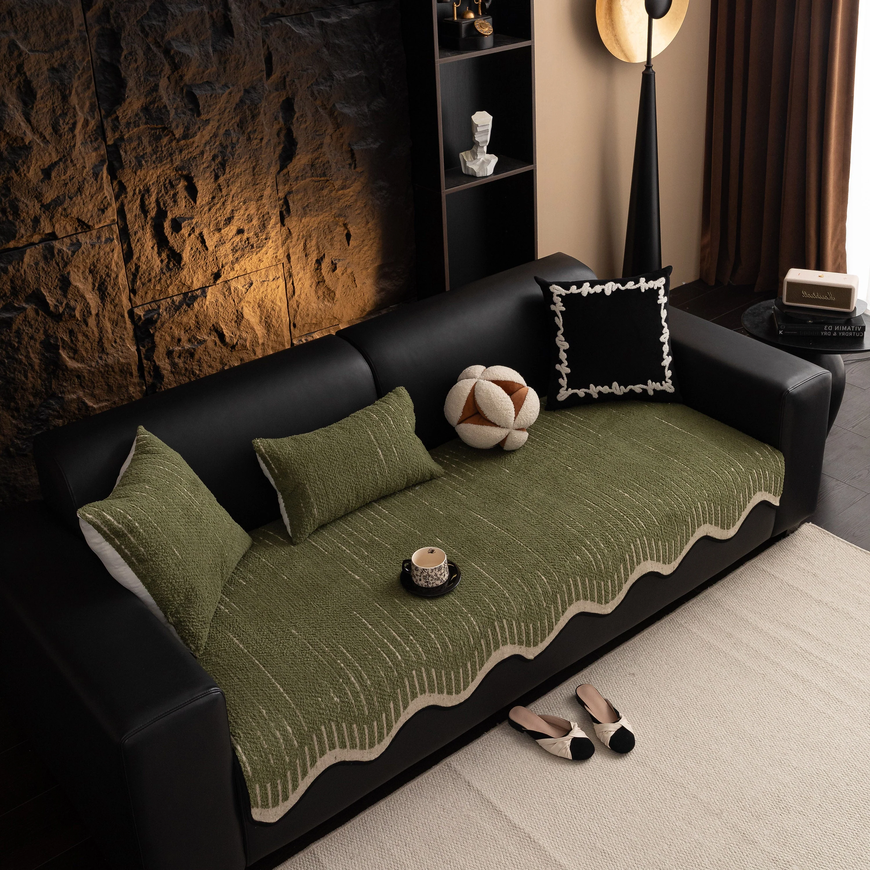 Textured Sofa Seat Cover with Wave Edge – Non-Slip, Washable Couch Throw Protector - Image 39