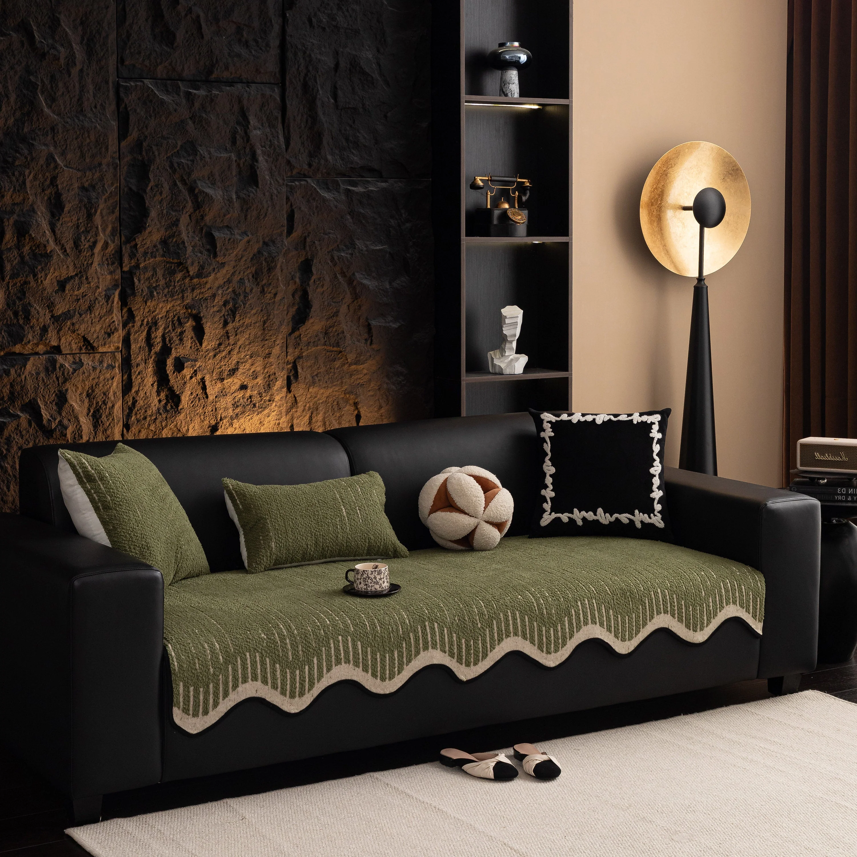 Textured Sofa Seat Cover with Wave Edge – Non-Slip, Washable Couch Throw Protector - Image 40
