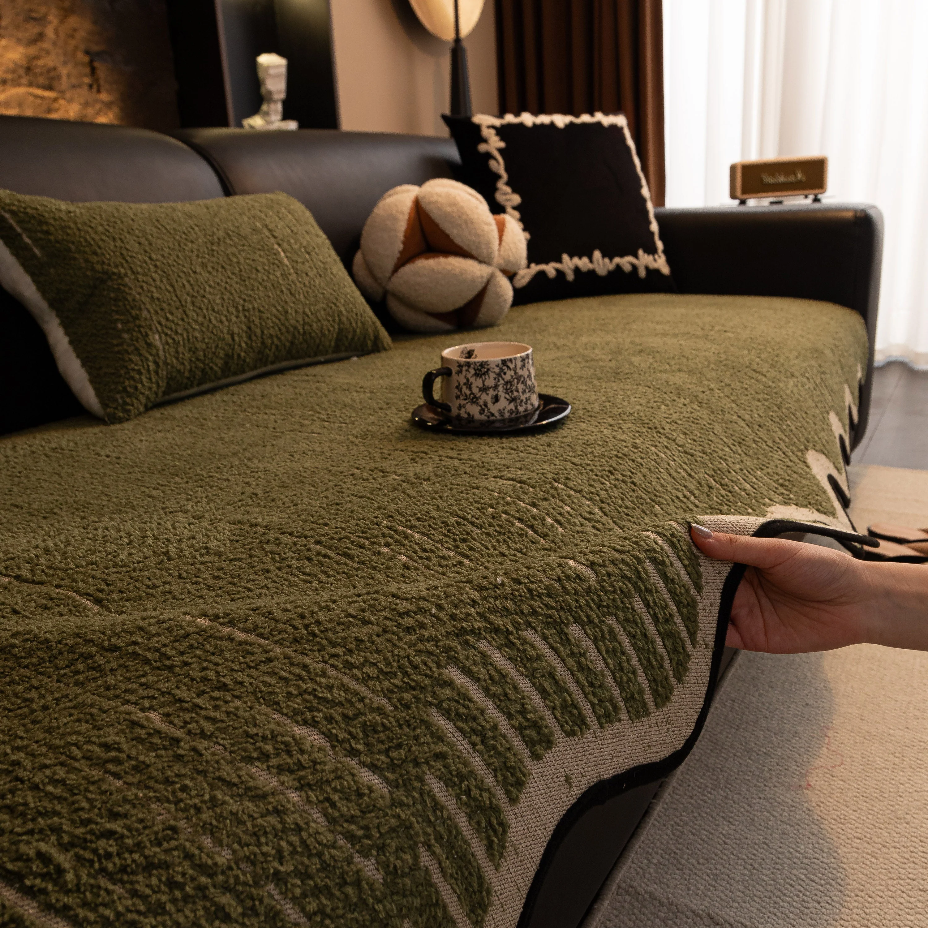 Textured Sofa Seat Cover with Wave Edge – Non-Slip, Washable Couch Throw Protector - Image 43