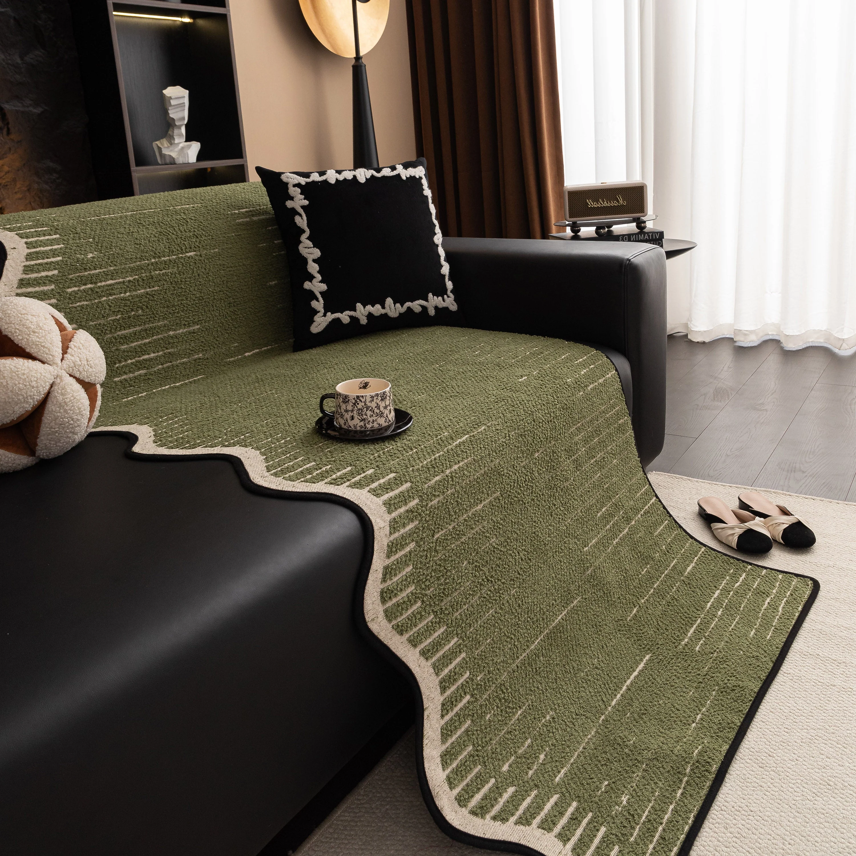 Textured Sofa Seat Cover with Wave Edge – Non-Slip, Washable Couch Throw Protector - Image 45