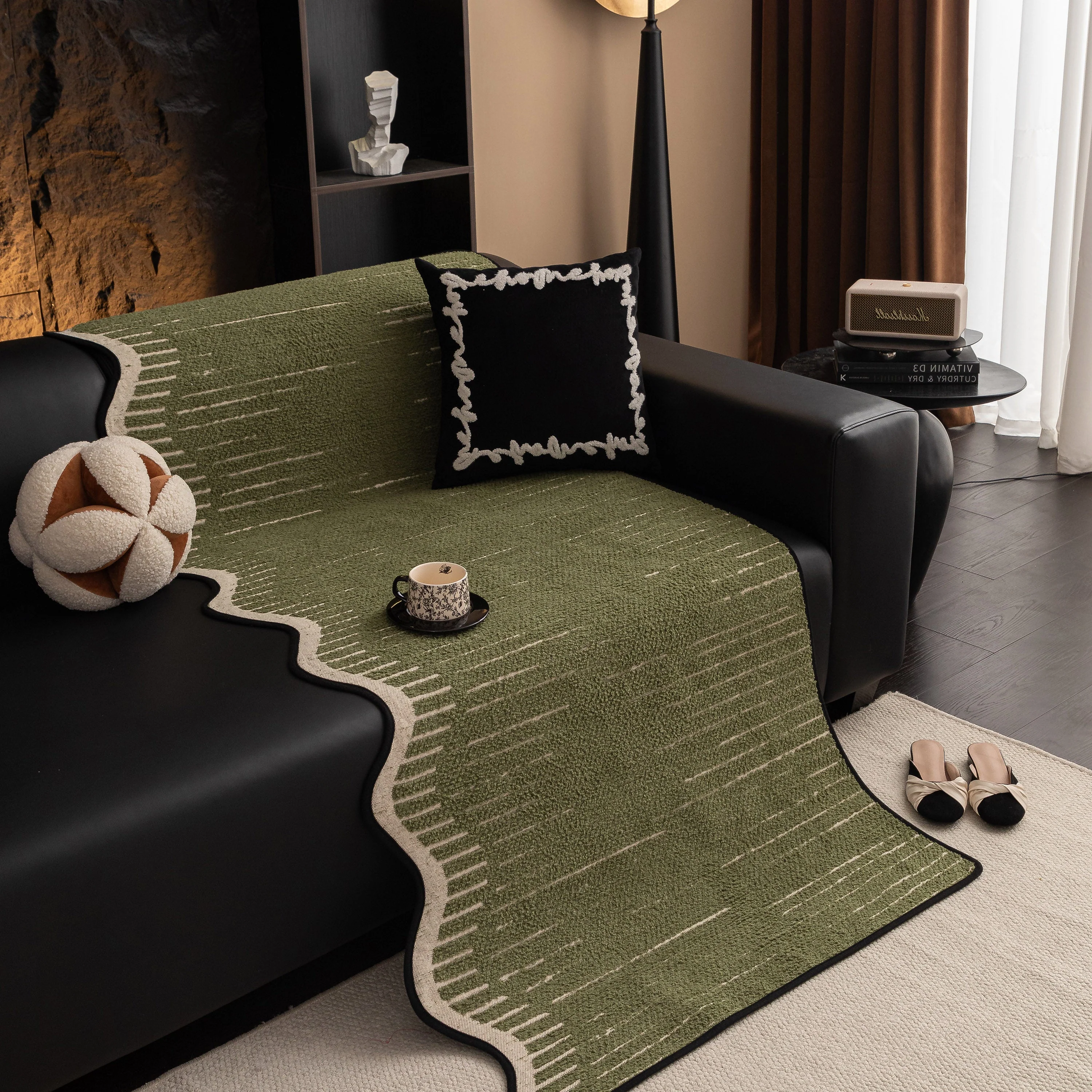 Textured Sofa Seat Cover with Wave Edge – Non-Slip, Washable Couch Throw Protector - Image 47