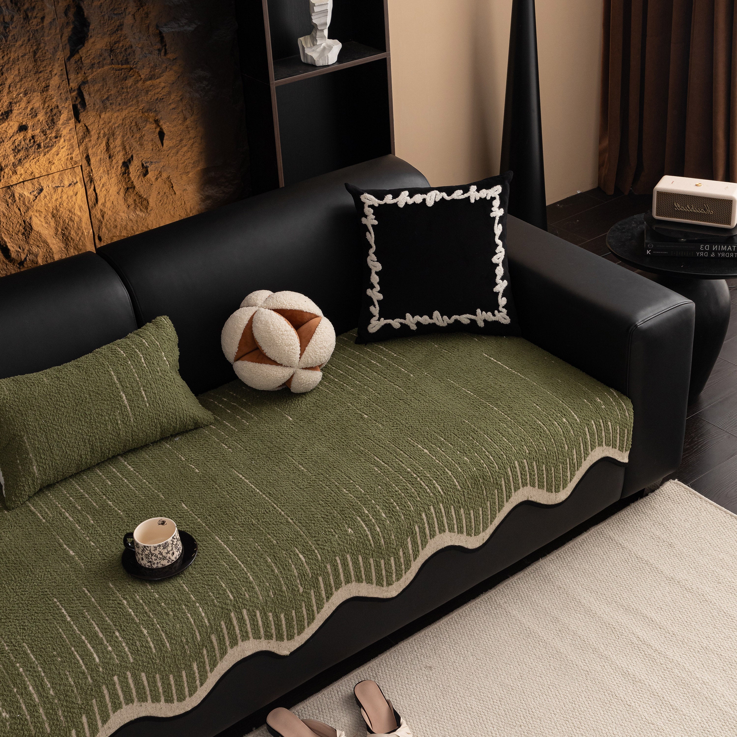 Textured Sofa Seat Cover with Wave Edge – Non-Slip, Washable Couch Throw Protector - Image 50