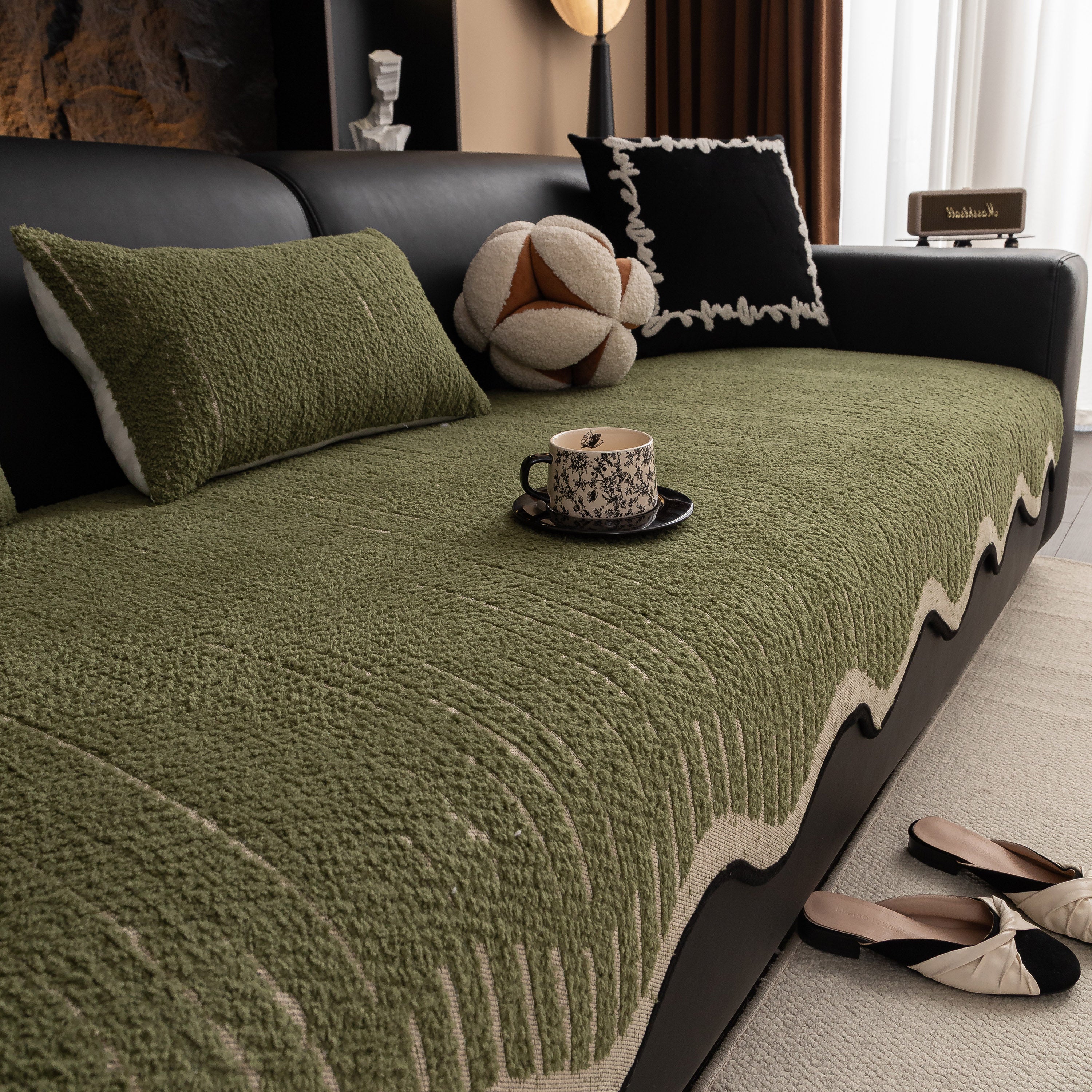 Textured Sofa Seat Cover with Wave Edge – Non-Slip, Washable Couch Throw Protector - Image 51