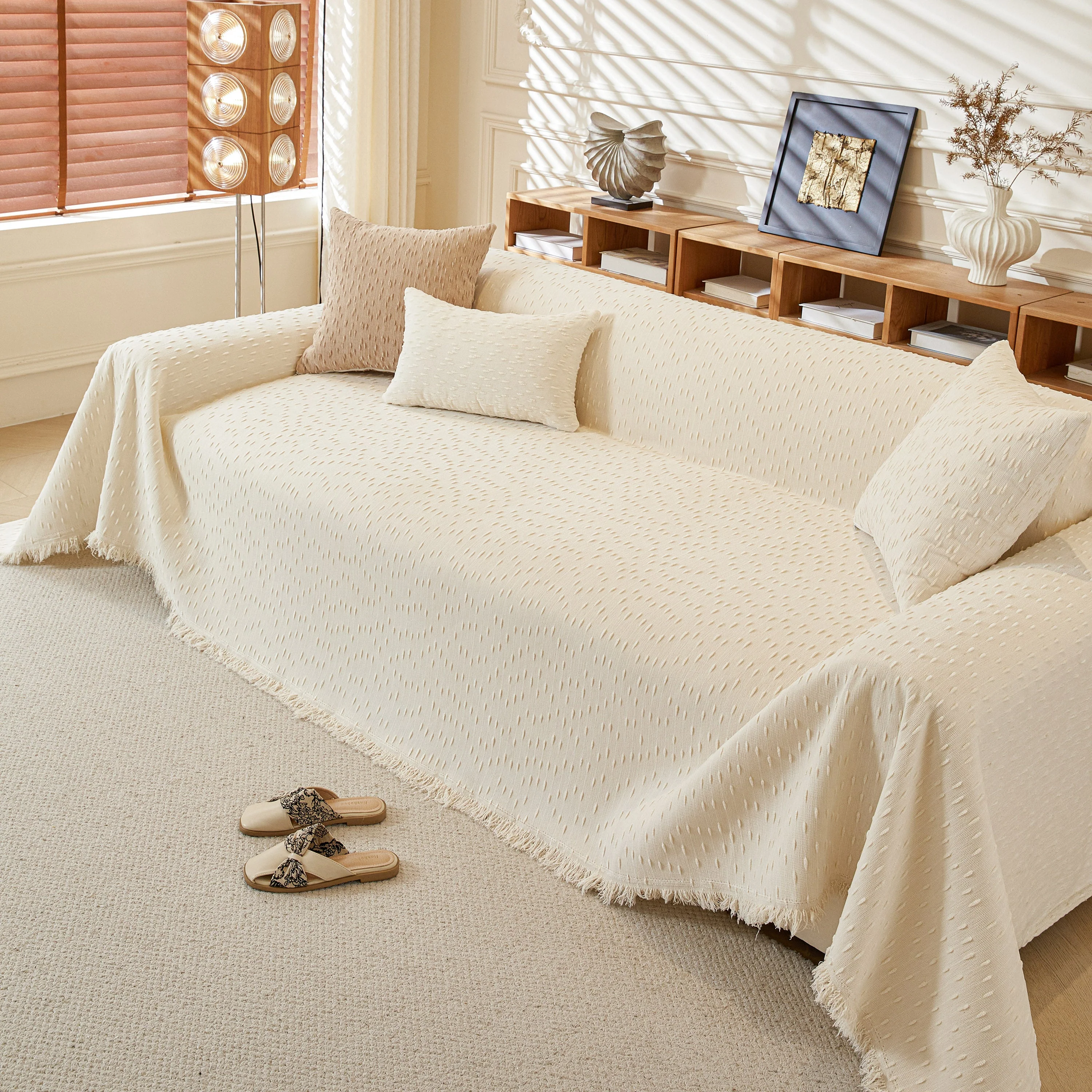 Textured Throw Blanket with 3D Dobby Weave, Minimalist Furniture Protector for Couch - Image 14