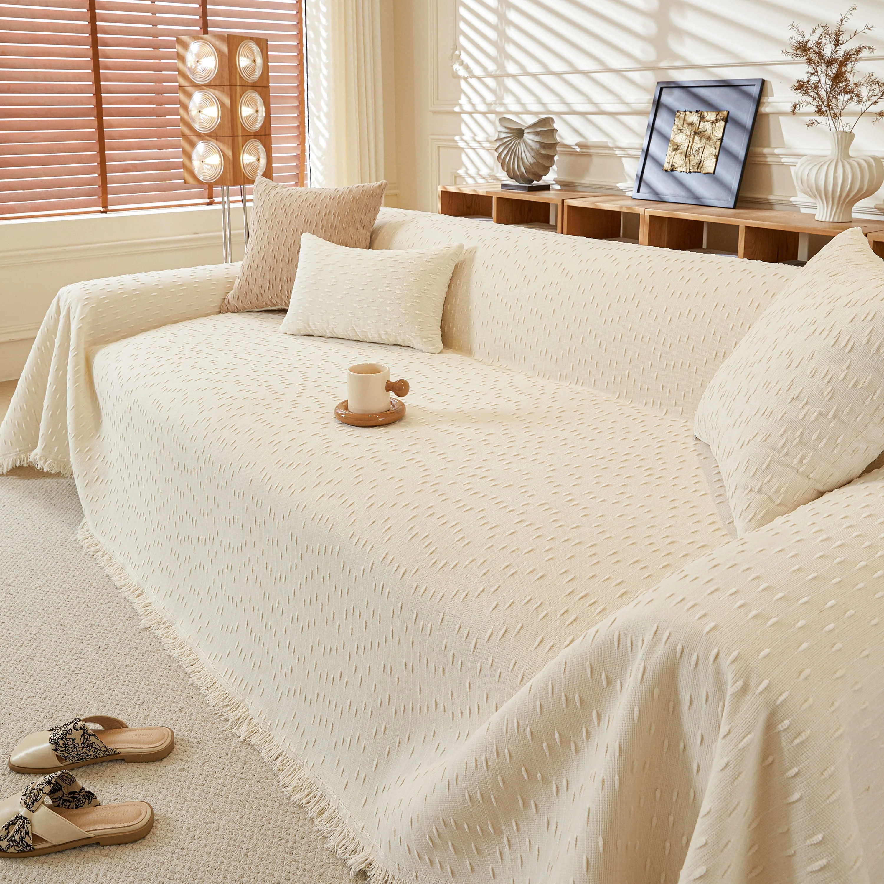 Textured Throw Blanket with 3D Dobby Weave, Minimalist Furniture Protector for Couch - Image 15
