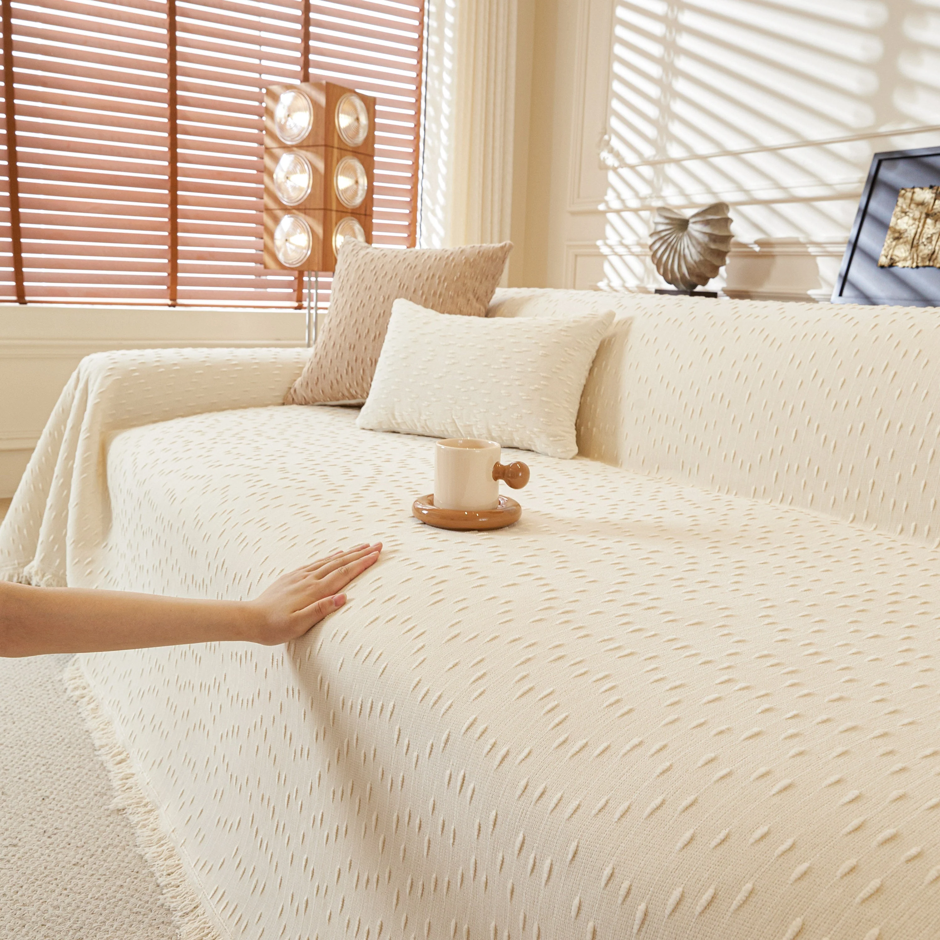Textured Throw Blanket with 3D Dobby Weave, Minimalist Furniture Protector for Couch - Image 16
