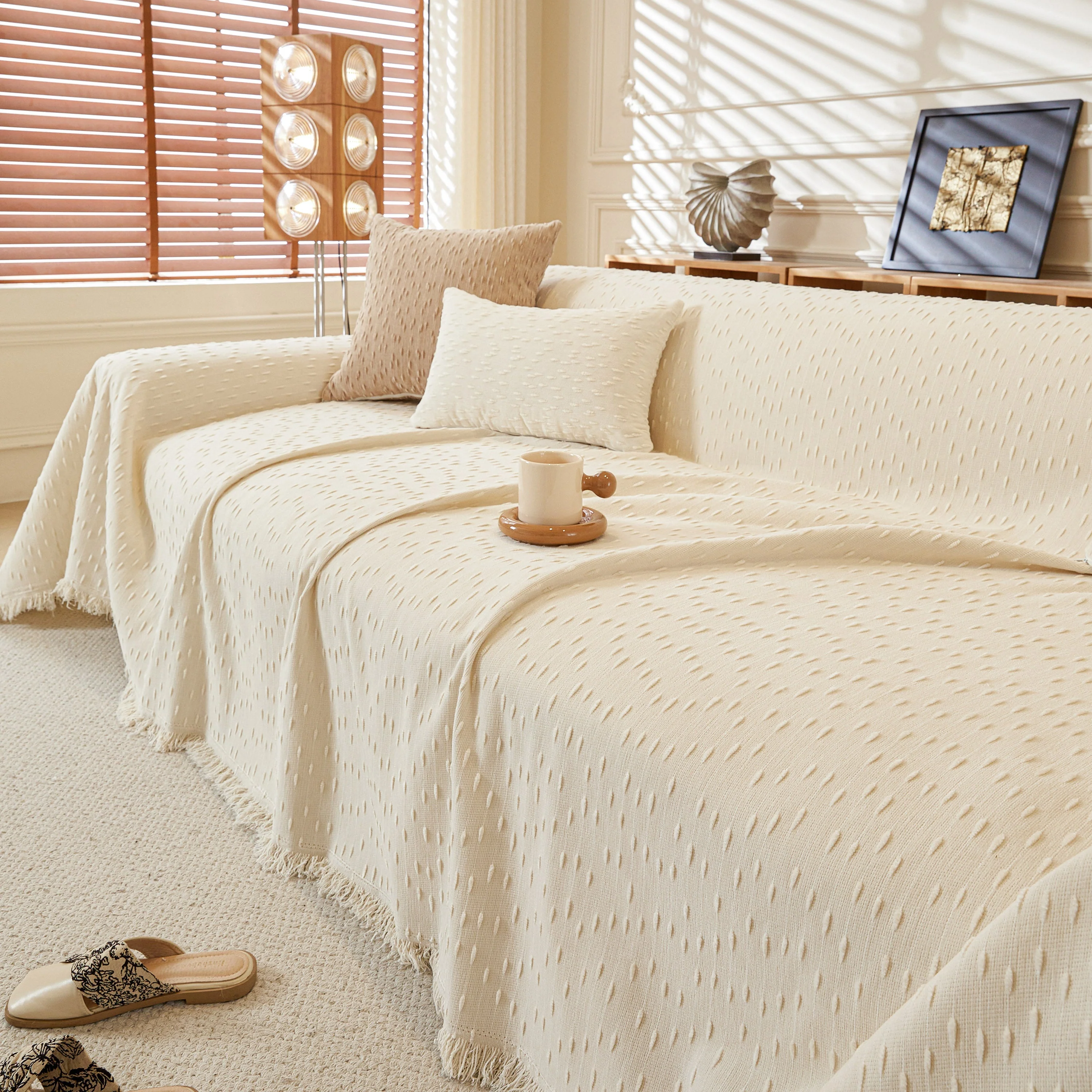 Textured Throw Blanket with 3D Dobby Weave, Minimalist Furniture Protector for Couch - Image 18