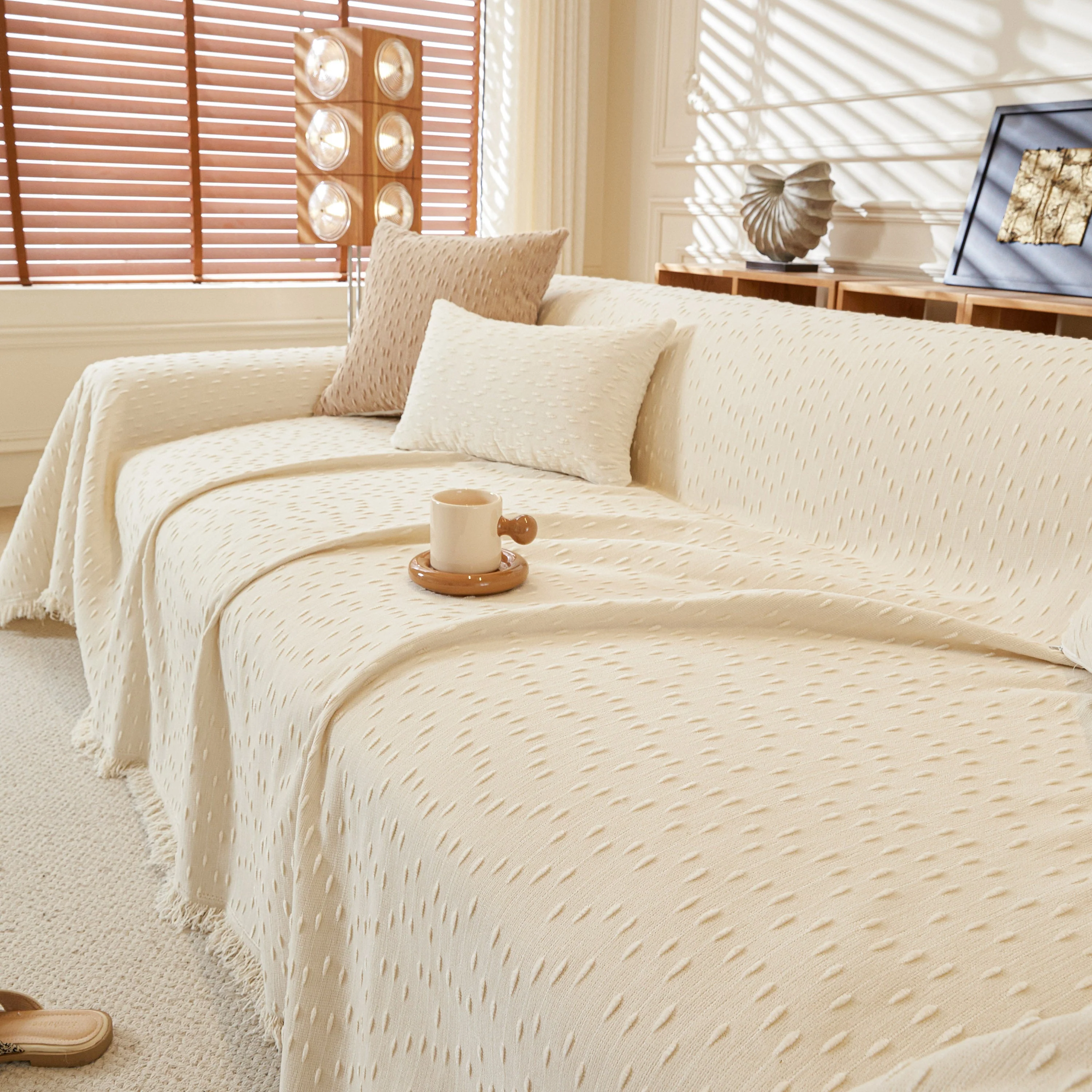 Textured Throw Blanket with 3D Dobby Weave, Minimalist Furniture Protector for Couch - Image 19