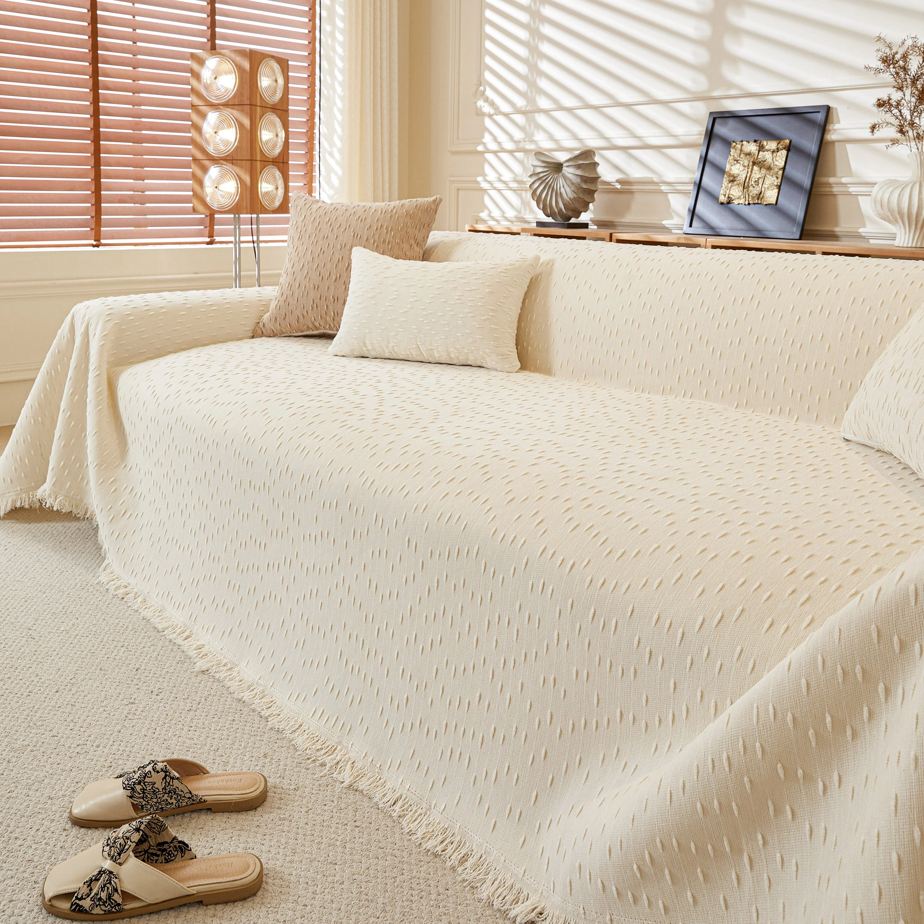 Textured Throw Blanket with 3D Dobby Weave, Minimalist Furniture Protector for Couch - Image 2