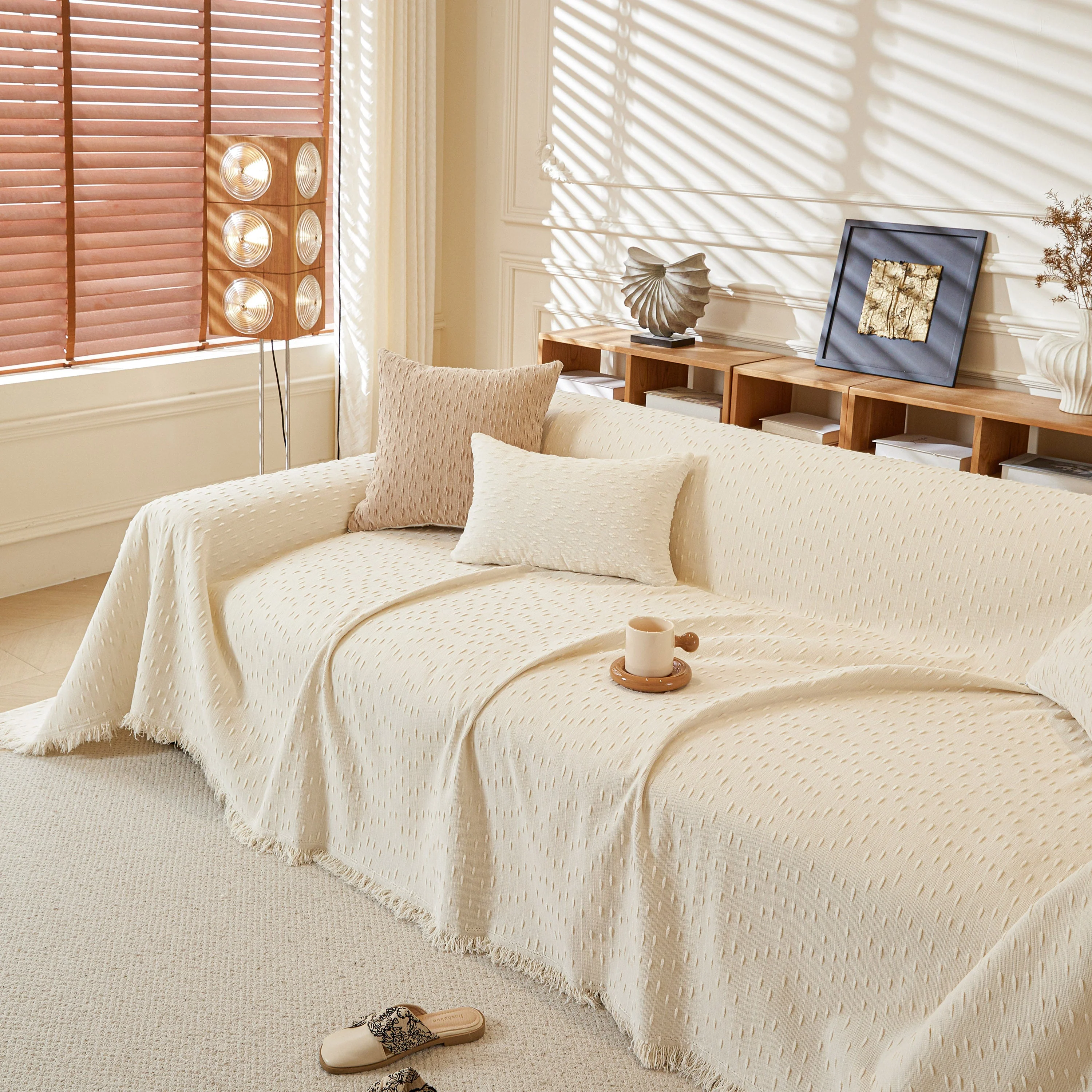 Textured Throw Blanket with 3D Dobby Weave, Minimalist Furniture Protector for Couch - Image 21
