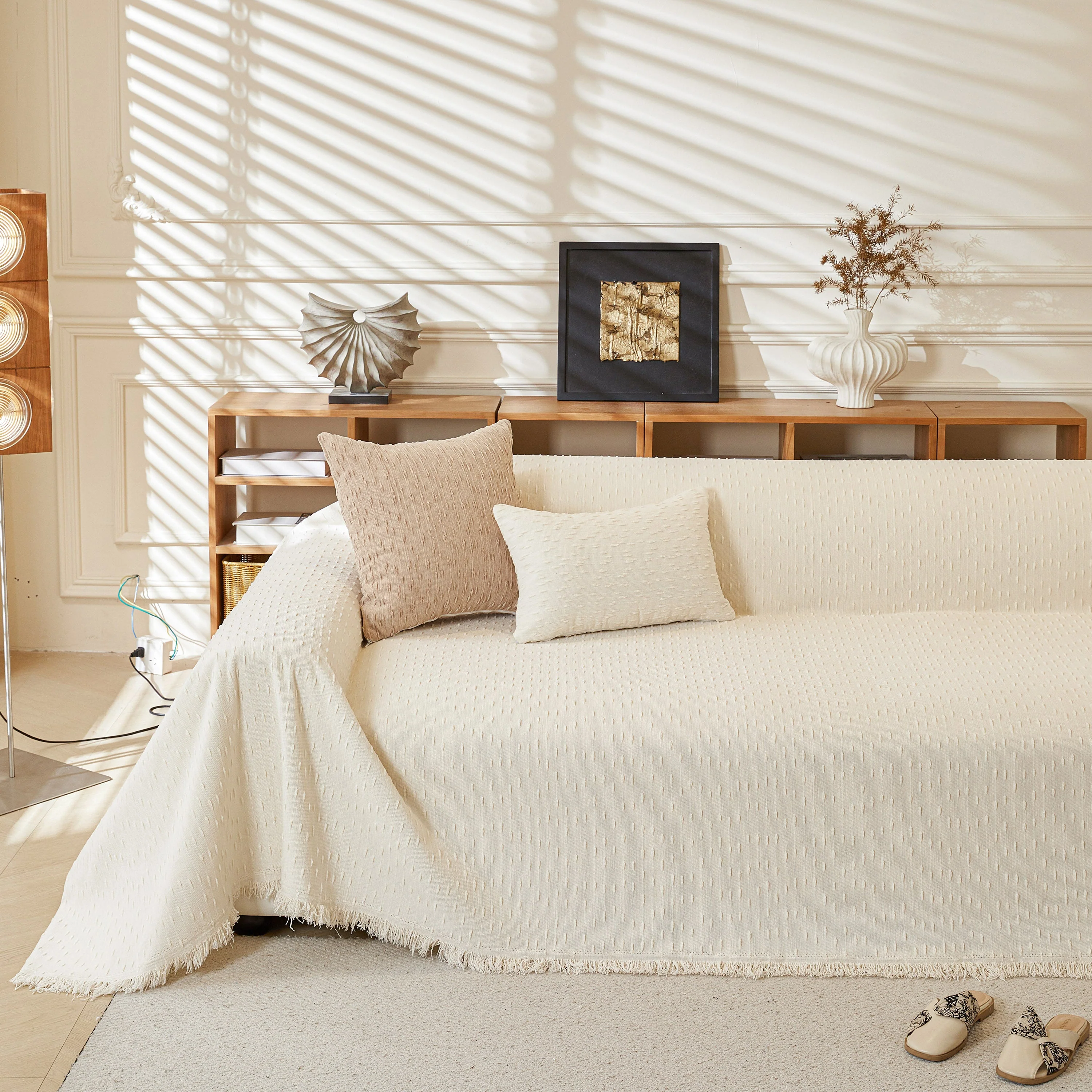 Textured Throw Blanket with 3D Dobby Weave, Minimalist Furniture Protector for Couch - Image 24