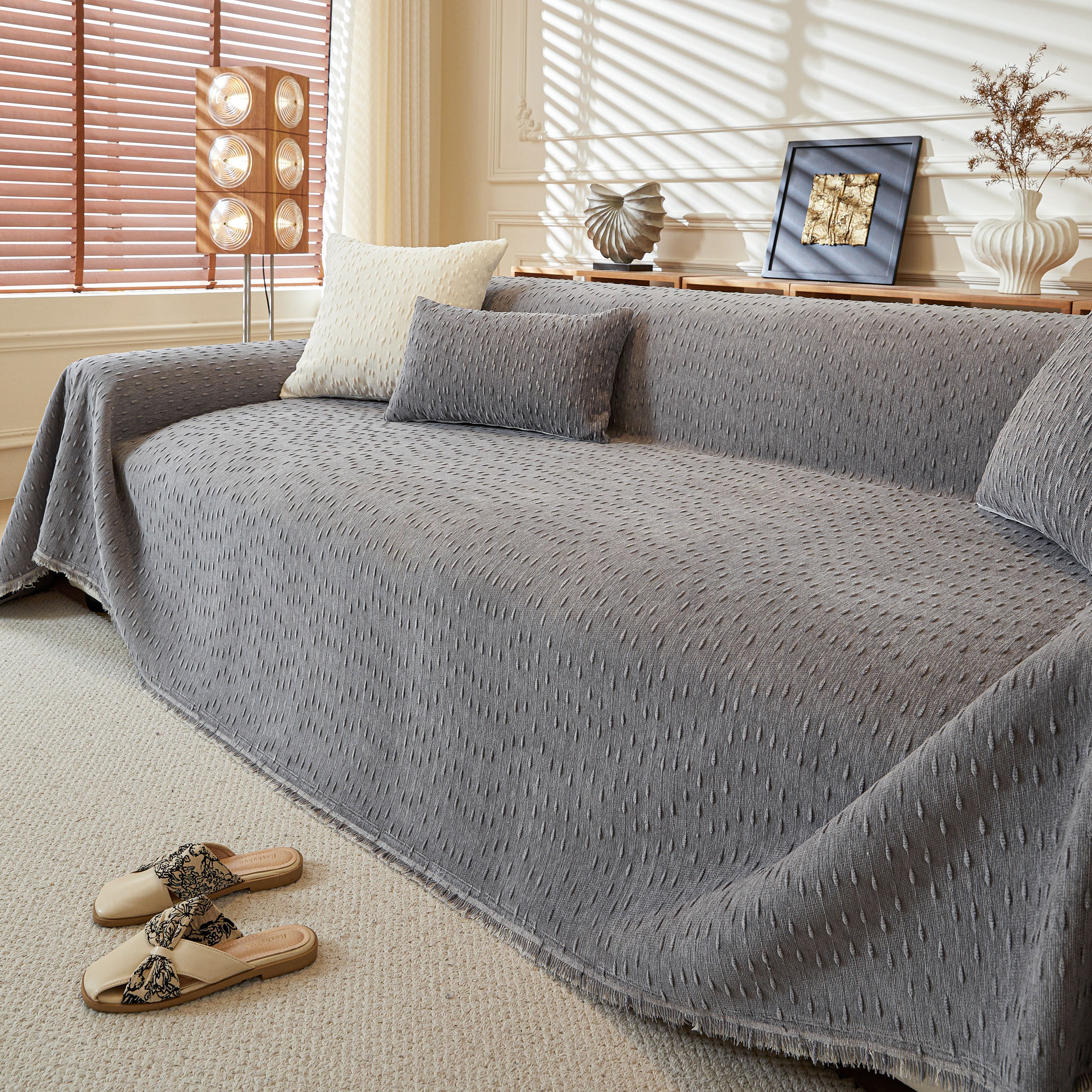 Textured Throw Blanket with 3D Dobby Weave, Minimalist Furniture Protector for Couch - Image 25