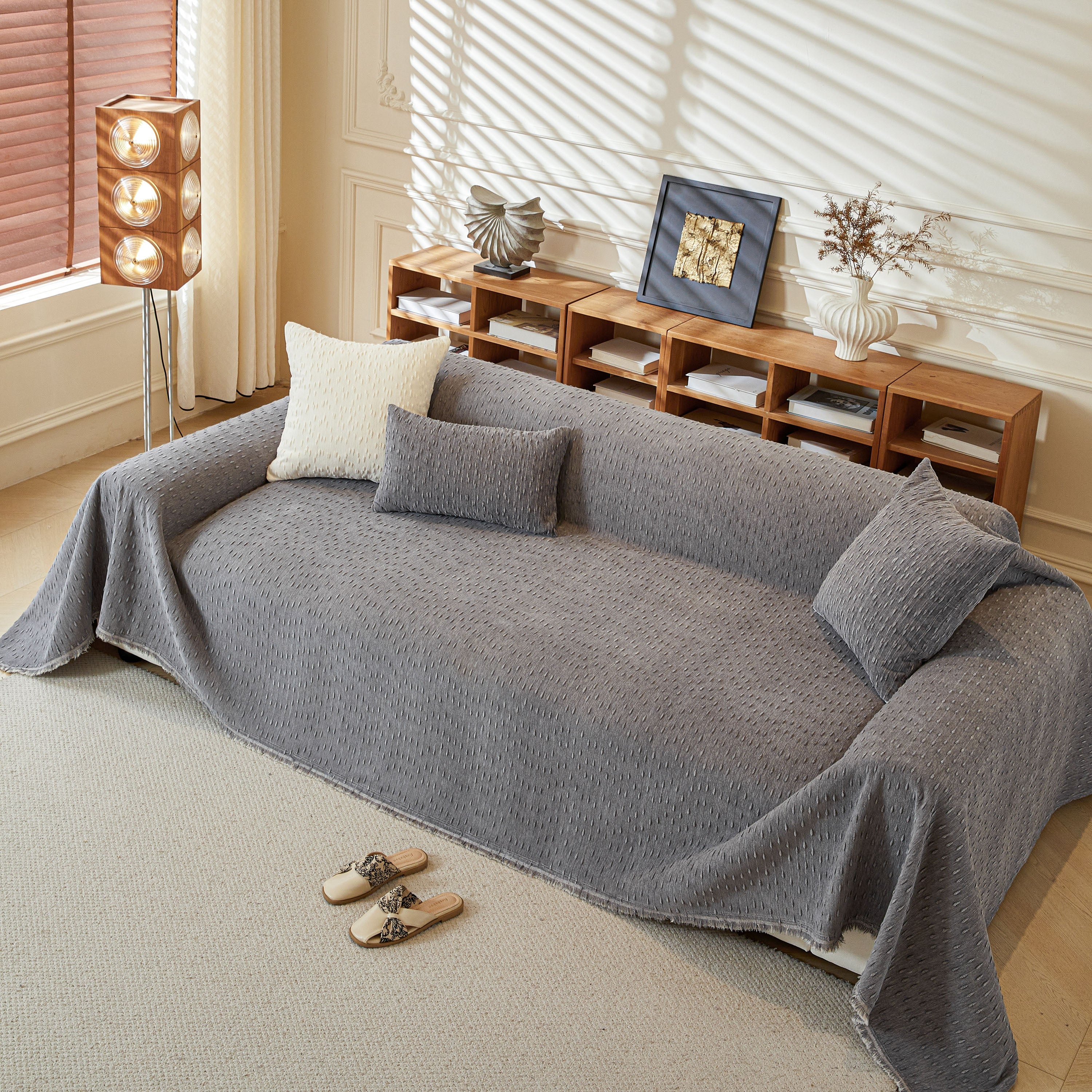 Textured Throw Blanket with 3D Dobby Weave, Minimalist Furniture Protector for Couch - Image 27