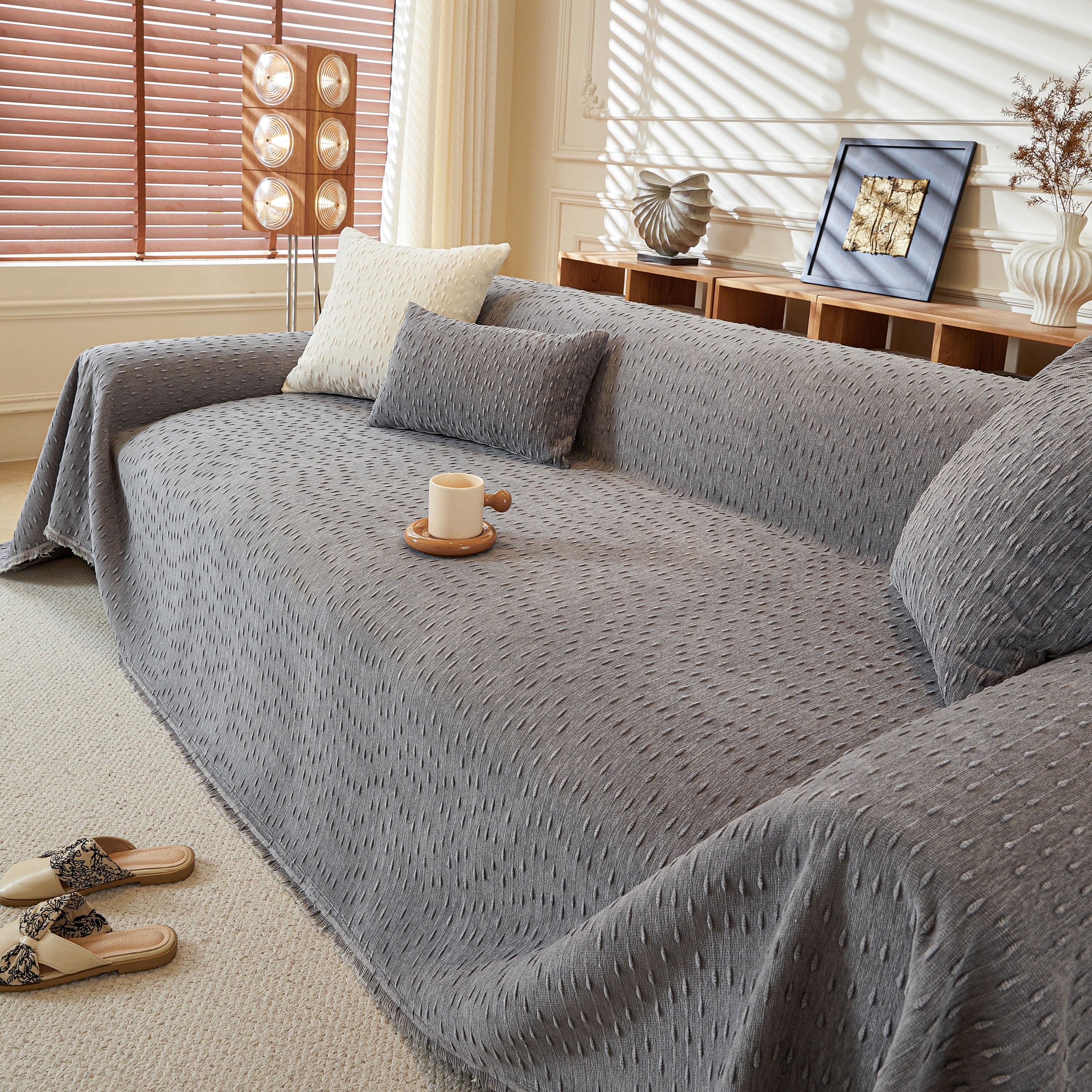 Textured Throw Blanket with 3D Dobby Weave, Minimalist Furniture Protector for Couch - Image 28