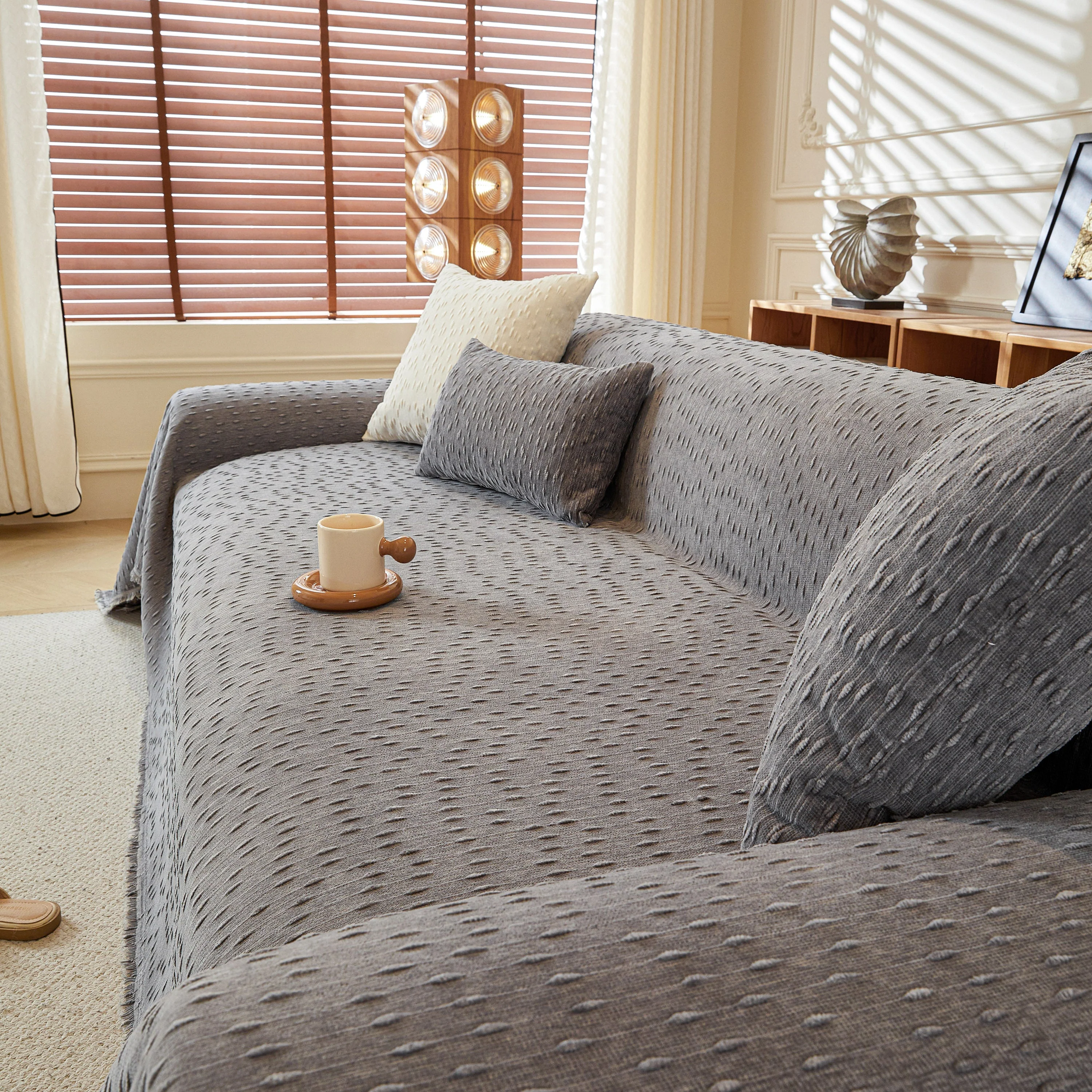 Textured Throw Blanket with 3D Dobby Weave, Minimalist Furniture Protector for Couch - Image 29