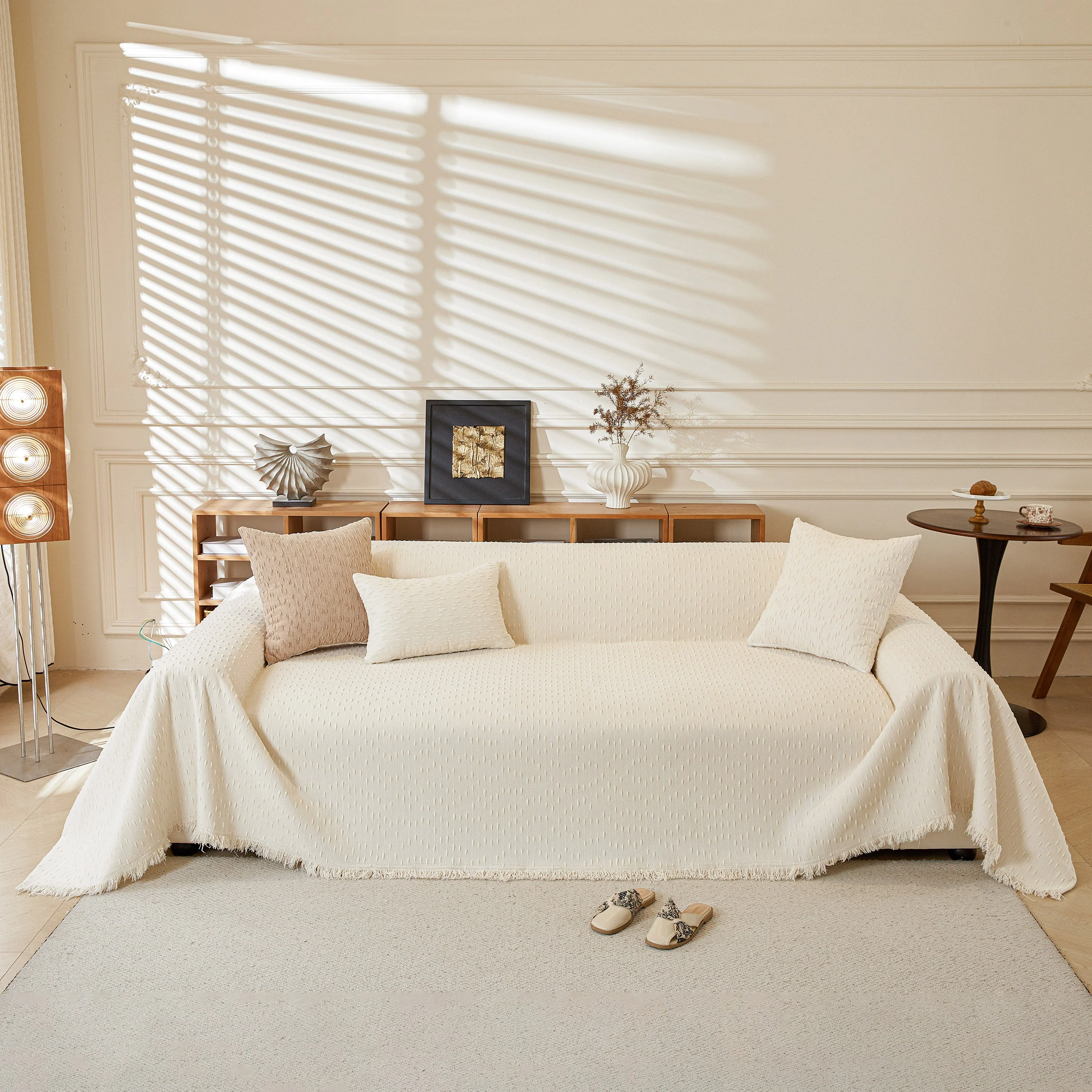 Textured Throw Blanket with 3D Dobby Weave, Minimalist Furniture Protector for Couch - Image 3
