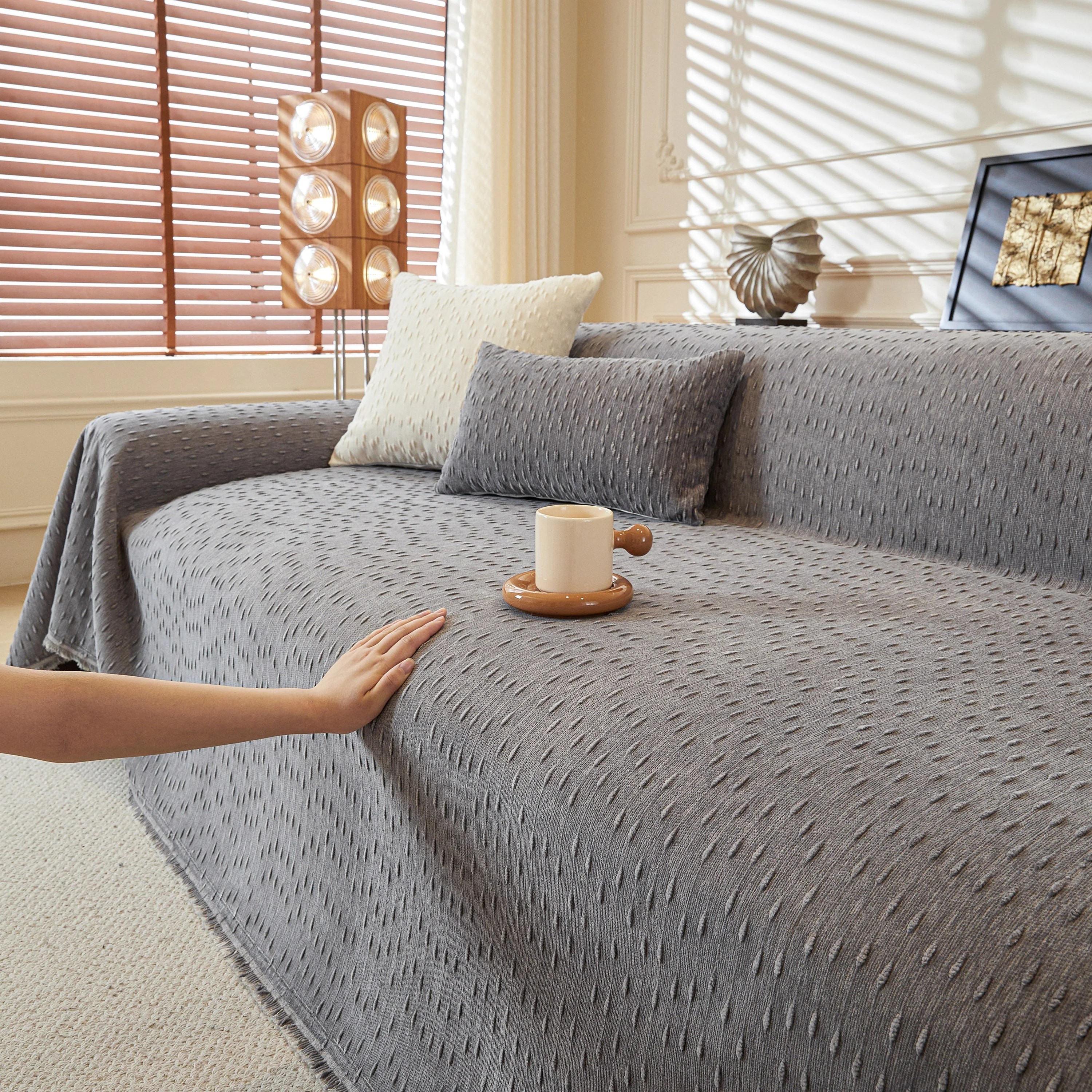Textured Throw Blanket with 3D Dobby Weave, Minimalist Furniture Protector for Couch - Image 30