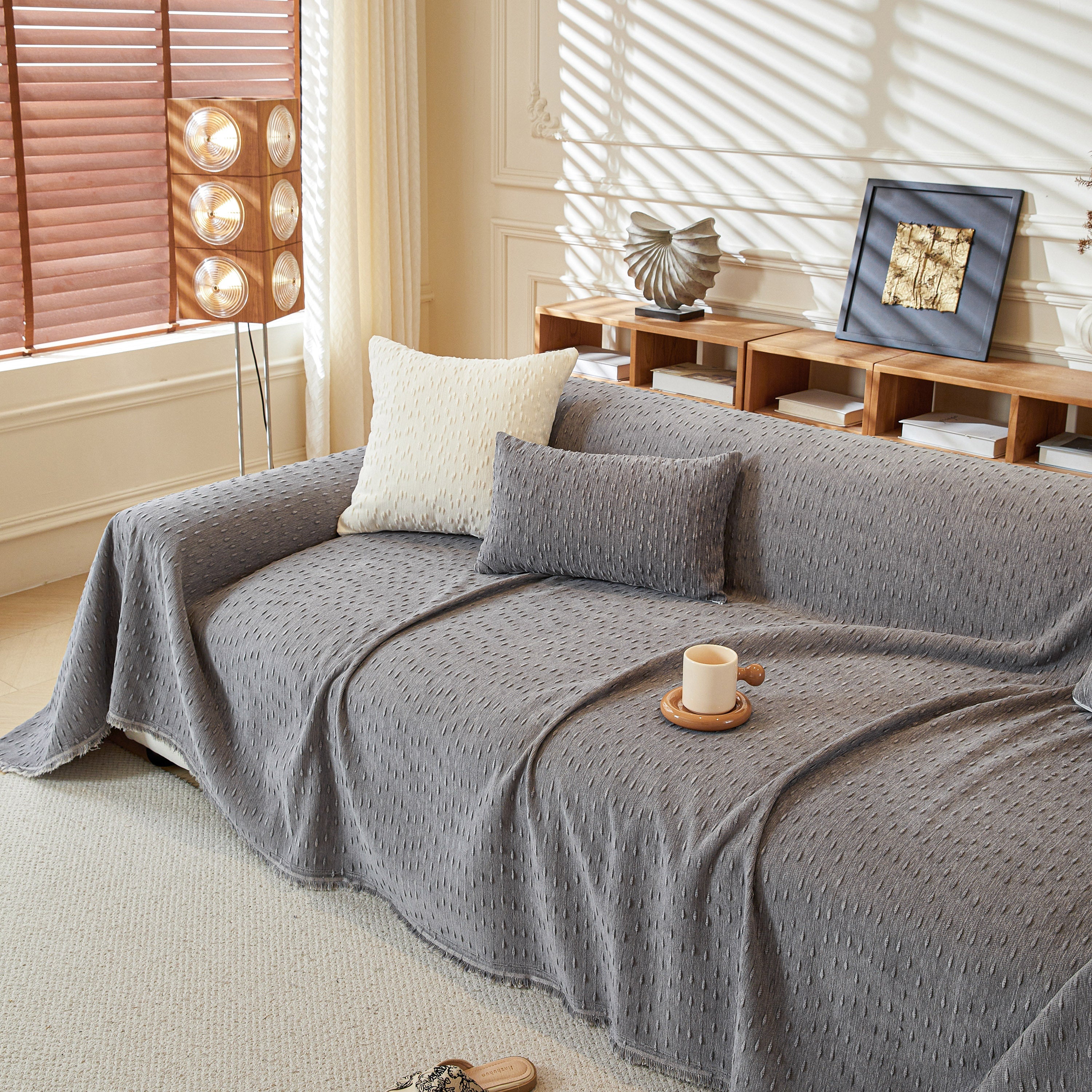 Textured Throw Blanket with 3D Dobby Weave, Minimalist Furniture Protector for Couch - Image 38