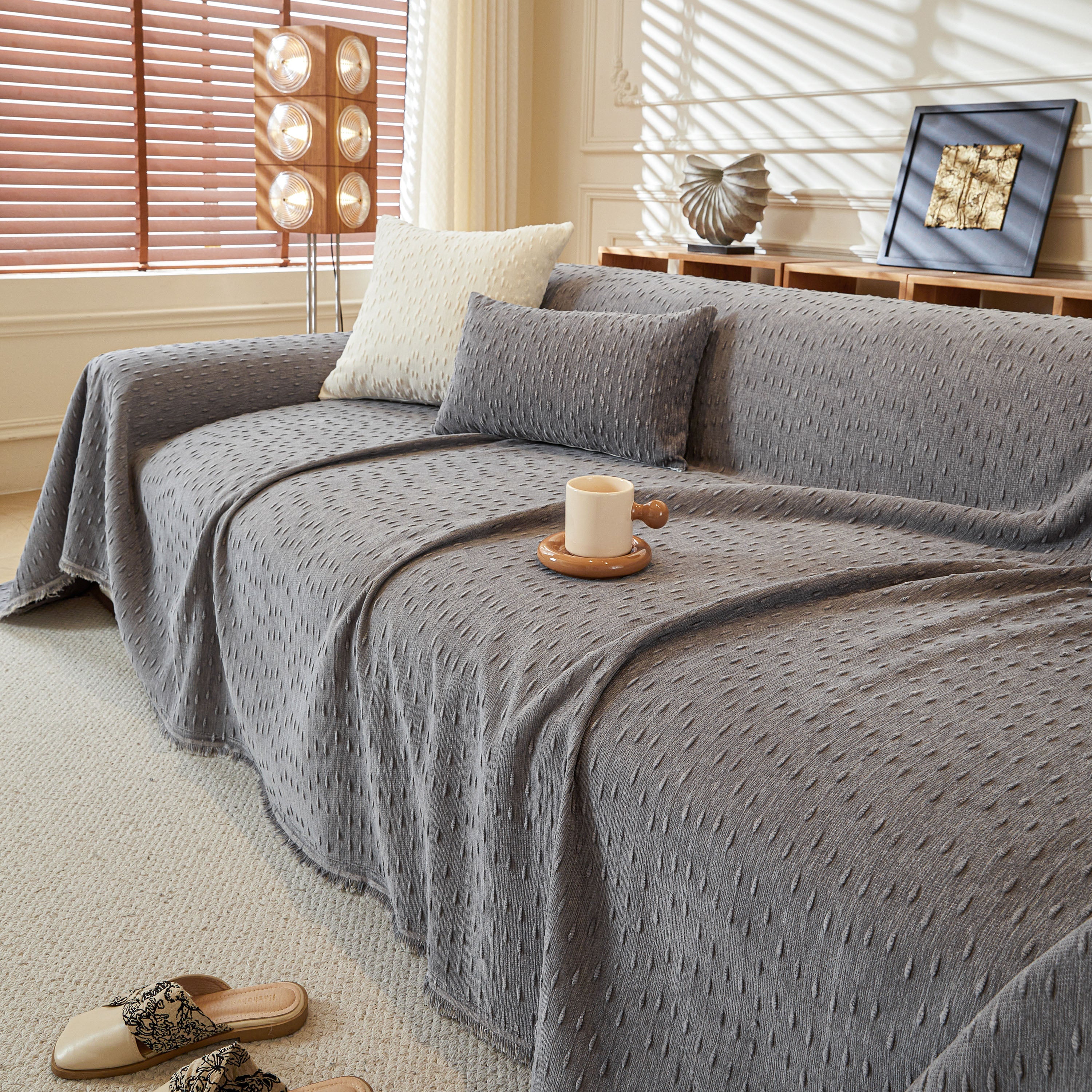 Textured Throw Blanket with 3D Dobby Weave, Minimalist Furniture Protector for Couch - Image 39