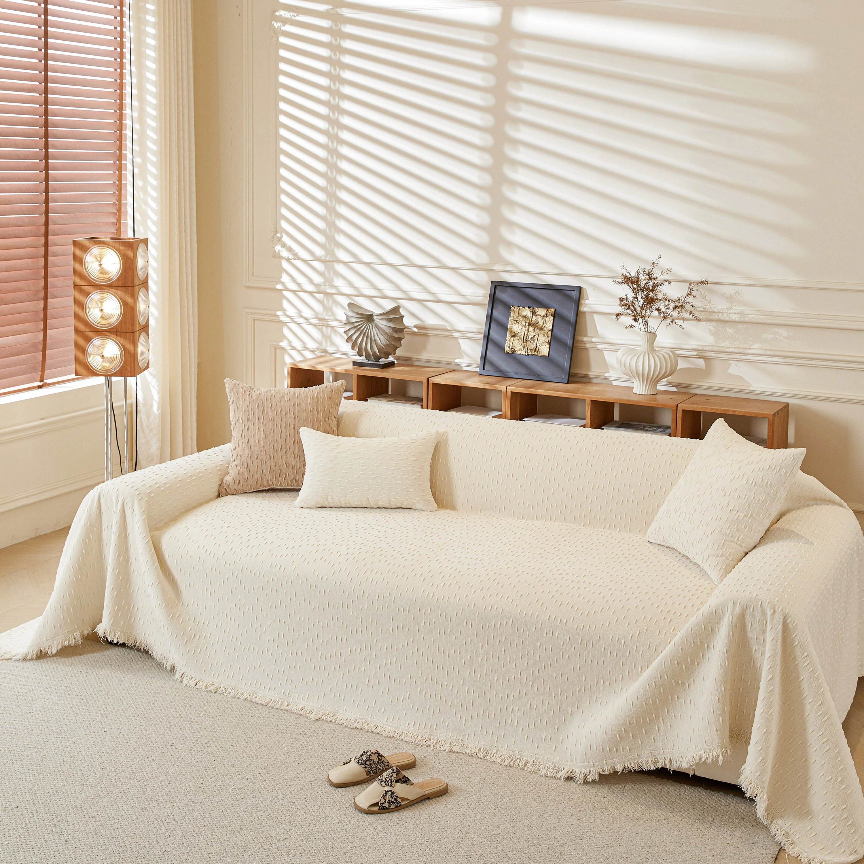 Textured Throw Blanket with 3D Dobby Weave, Minimalist Furniture Protector for Couch - Image 4