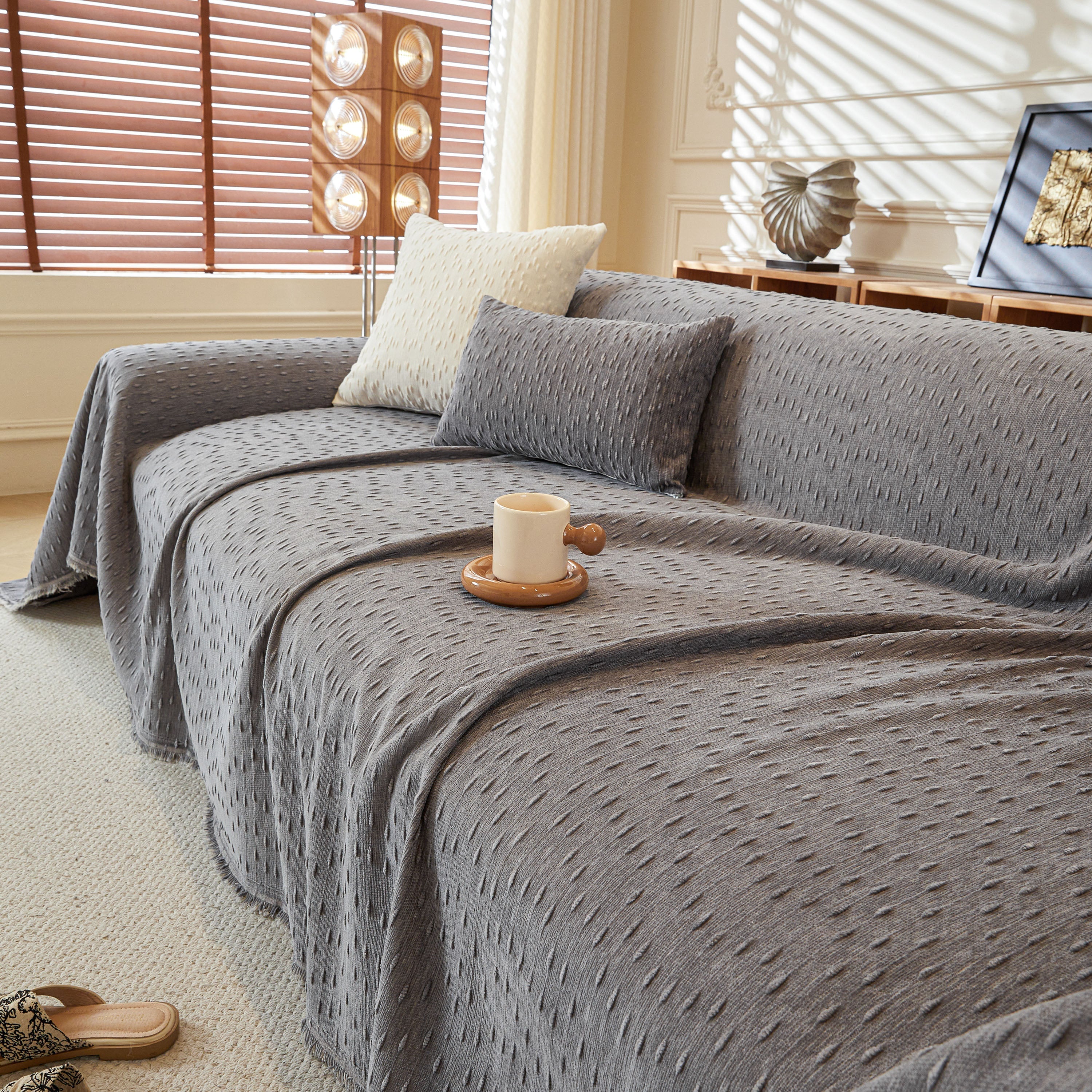 Textured Throw Blanket with 3D Dobby Weave, Minimalist Furniture Protector for Couch - Image 40