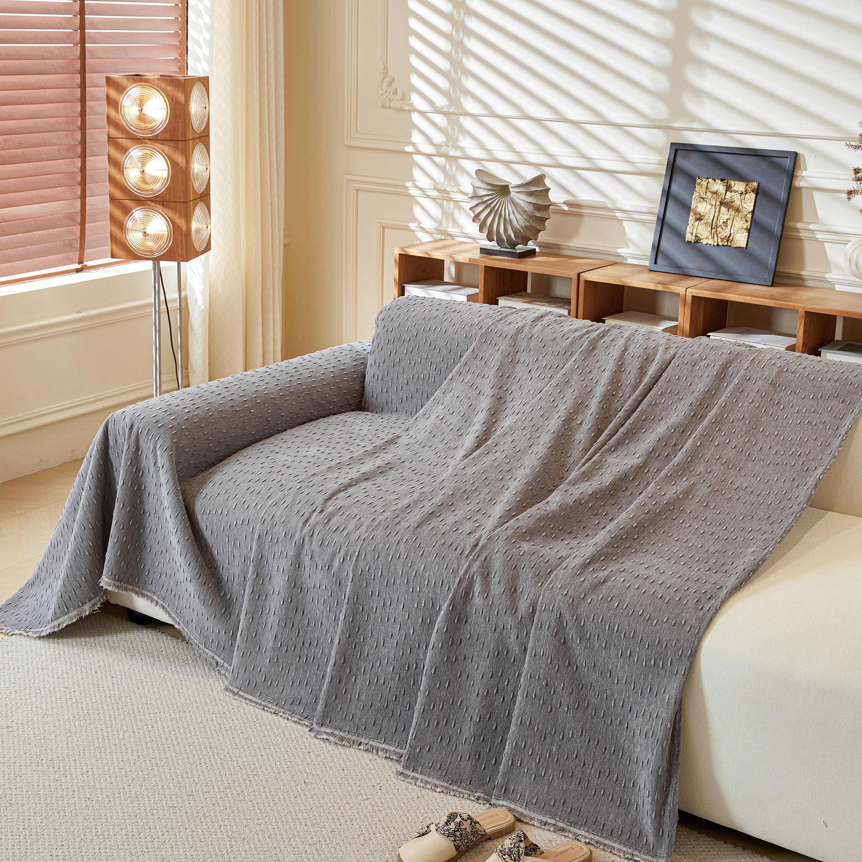 Textured Throw Blanket with 3D Dobby Weave, Minimalist Furniture Protector for Couch - Image 43