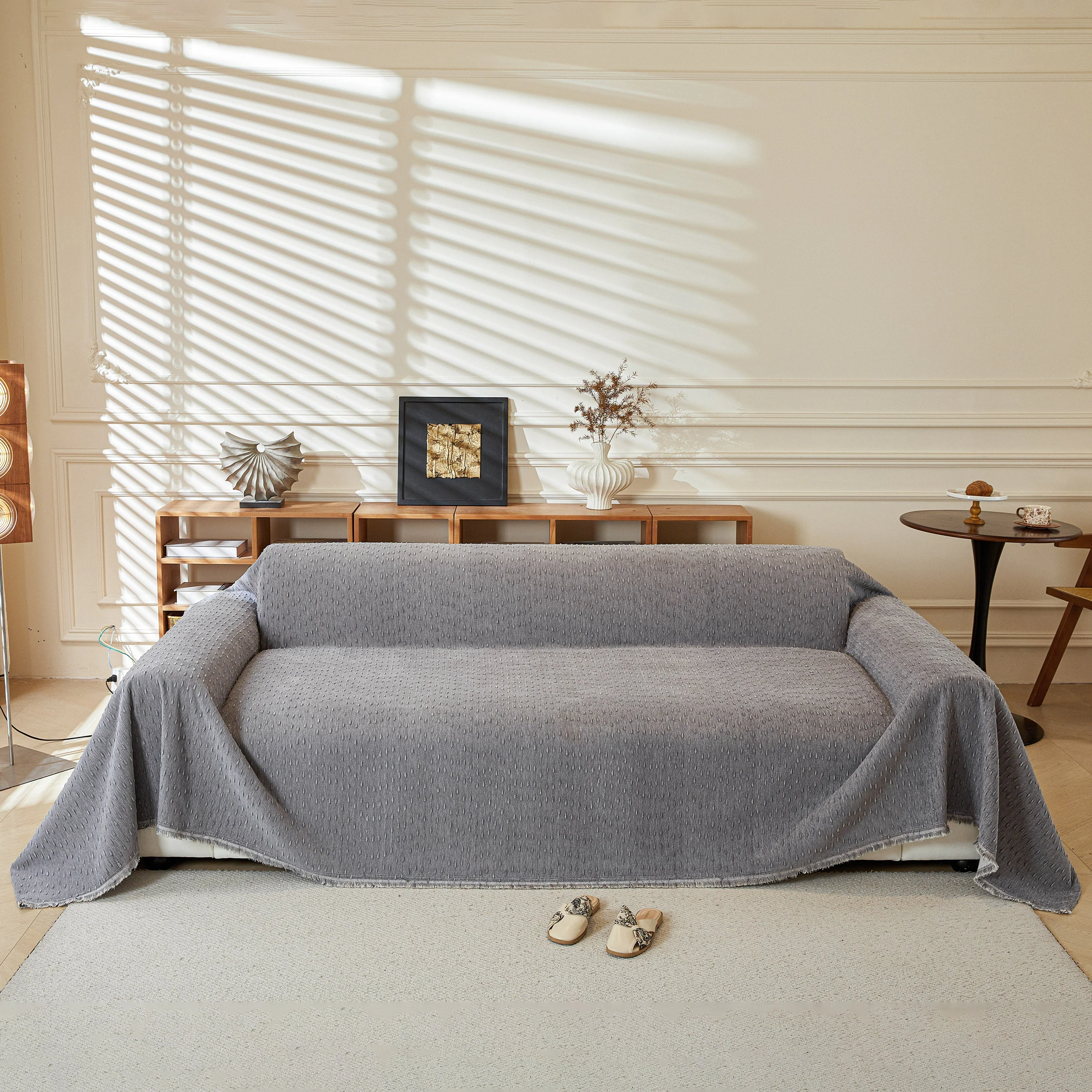 Textured Throw Blanket with 3D Dobby Weave, Minimalist Furniture Protector for Couch - Image 44