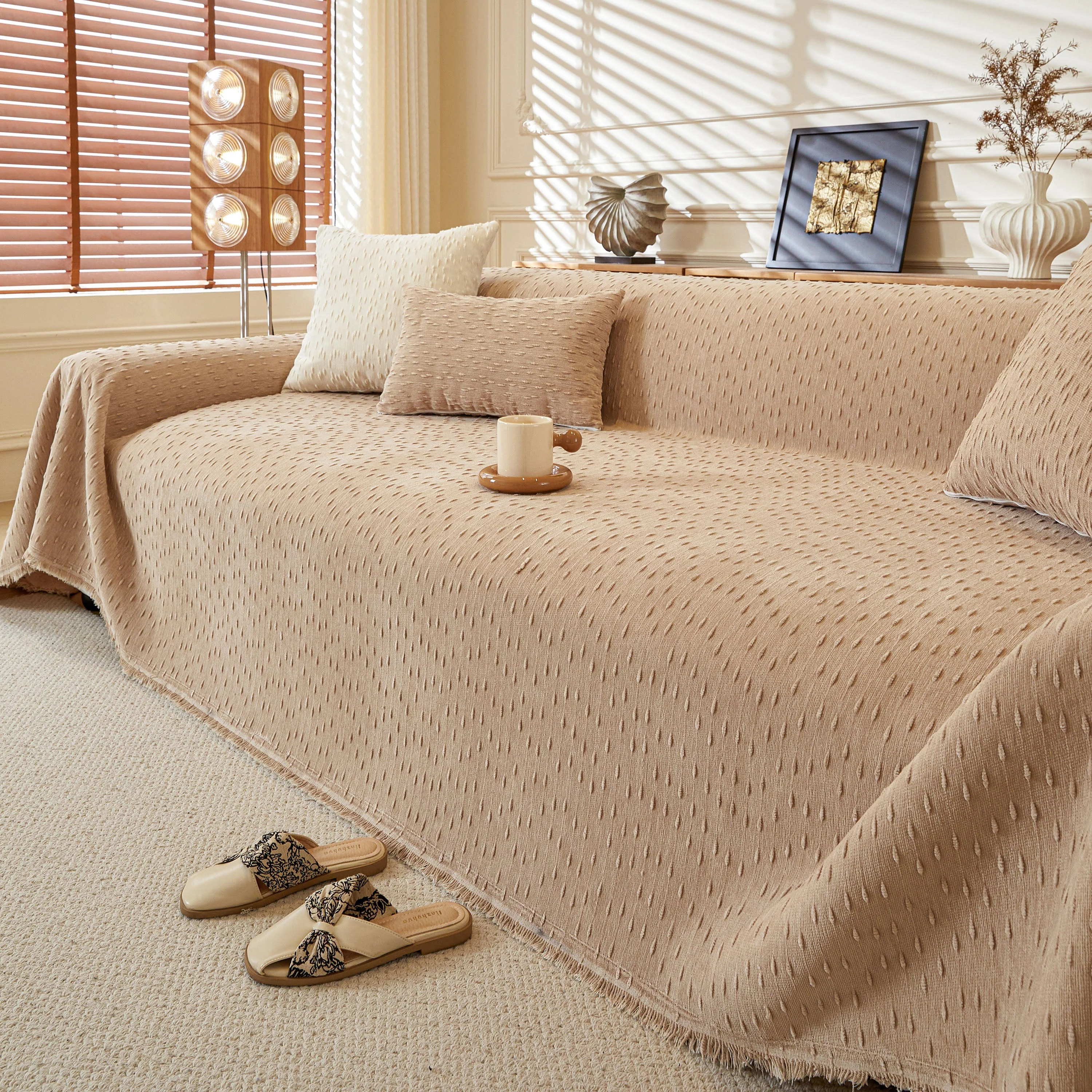 Textured Throw Blanket with 3D Dobby Weave, Minimalist Furniture Protector for Couch - Image 46