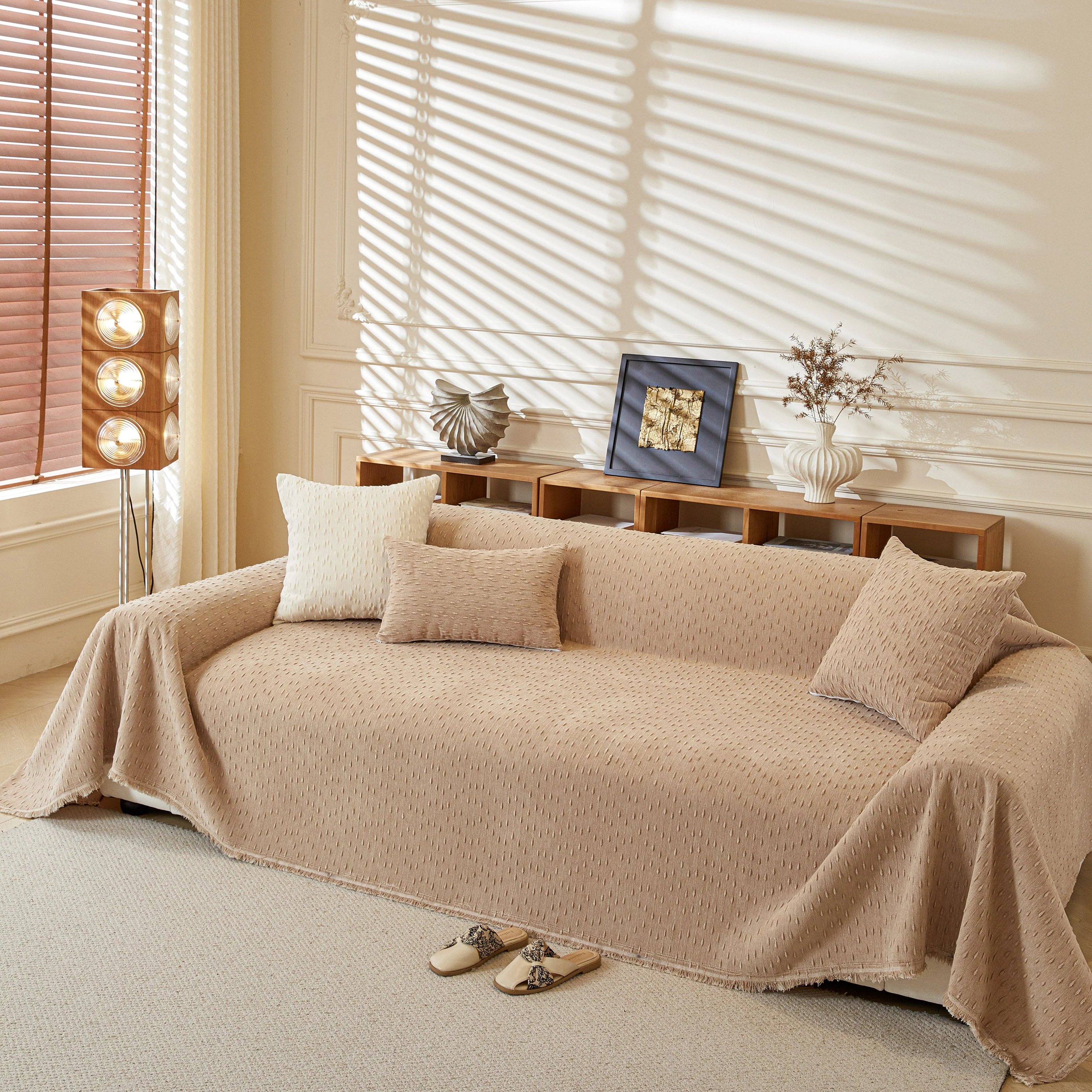 Textured Throw Blanket with 3D Dobby Weave, Minimalist Furniture Protector for Couch - Image 48