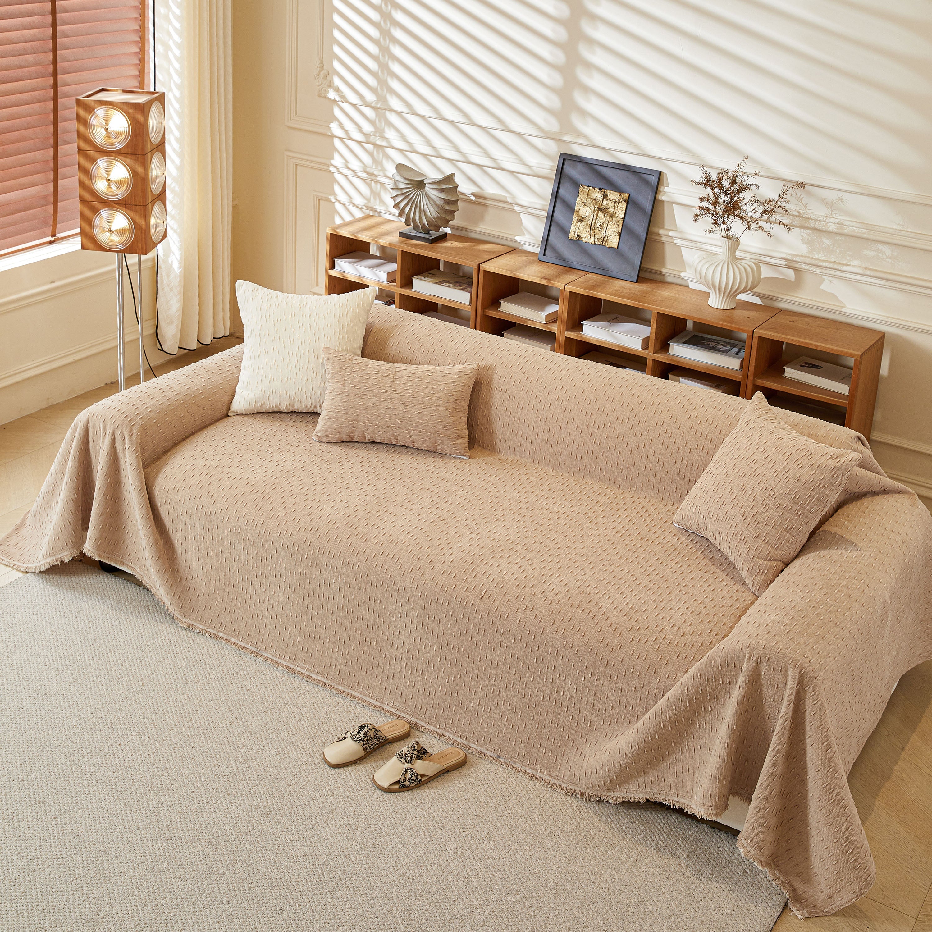 Textured Throw Blanket with 3D Dobby Weave, Minimalist Furniture Protector for Couch - Image 49
