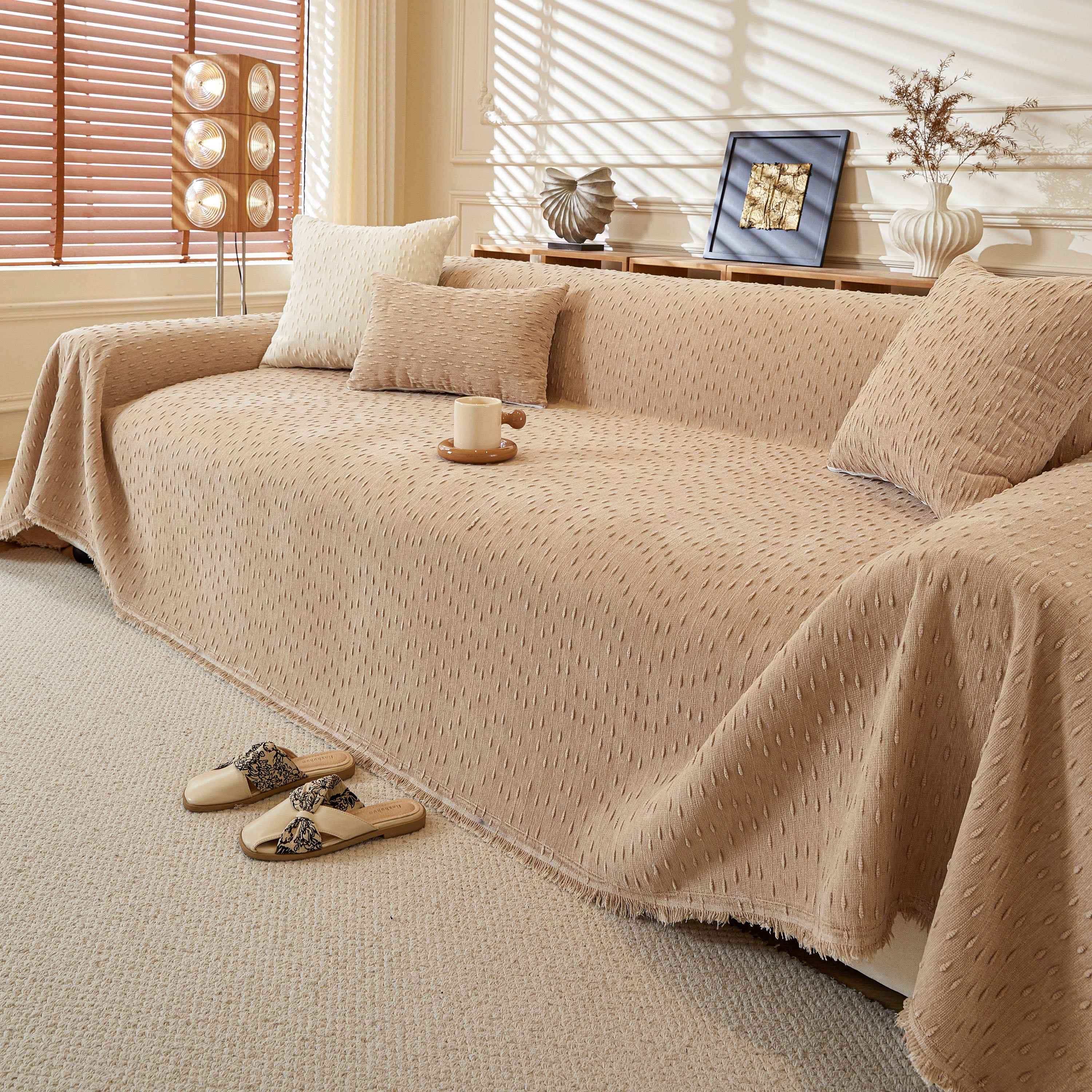 Textured Throw Blanket with 3D Dobby Weave, Minimalist Furniture Protector for Couch - Image 51