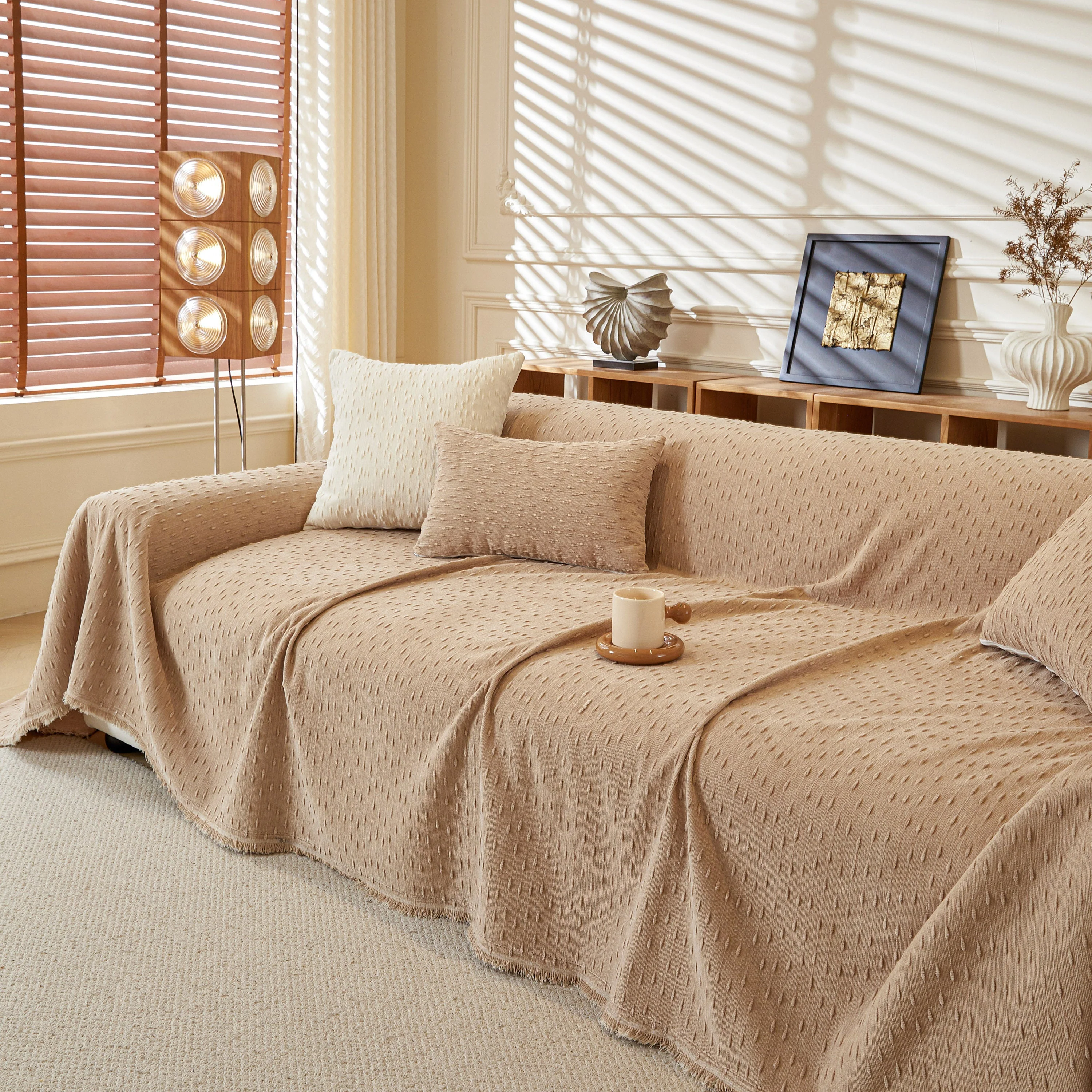 Textured Throw Blanket with 3D Dobby Weave, Minimalist Furniture Protector for Couch - Image 57
