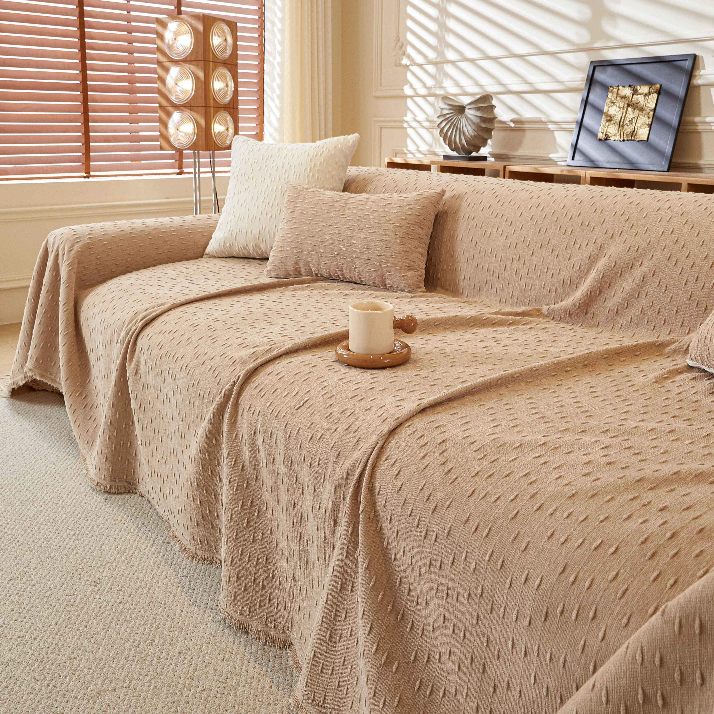 Textured Throw Blanket with 3D Dobby Weave, Minimalist Furniture Protector for Couch - Image 58