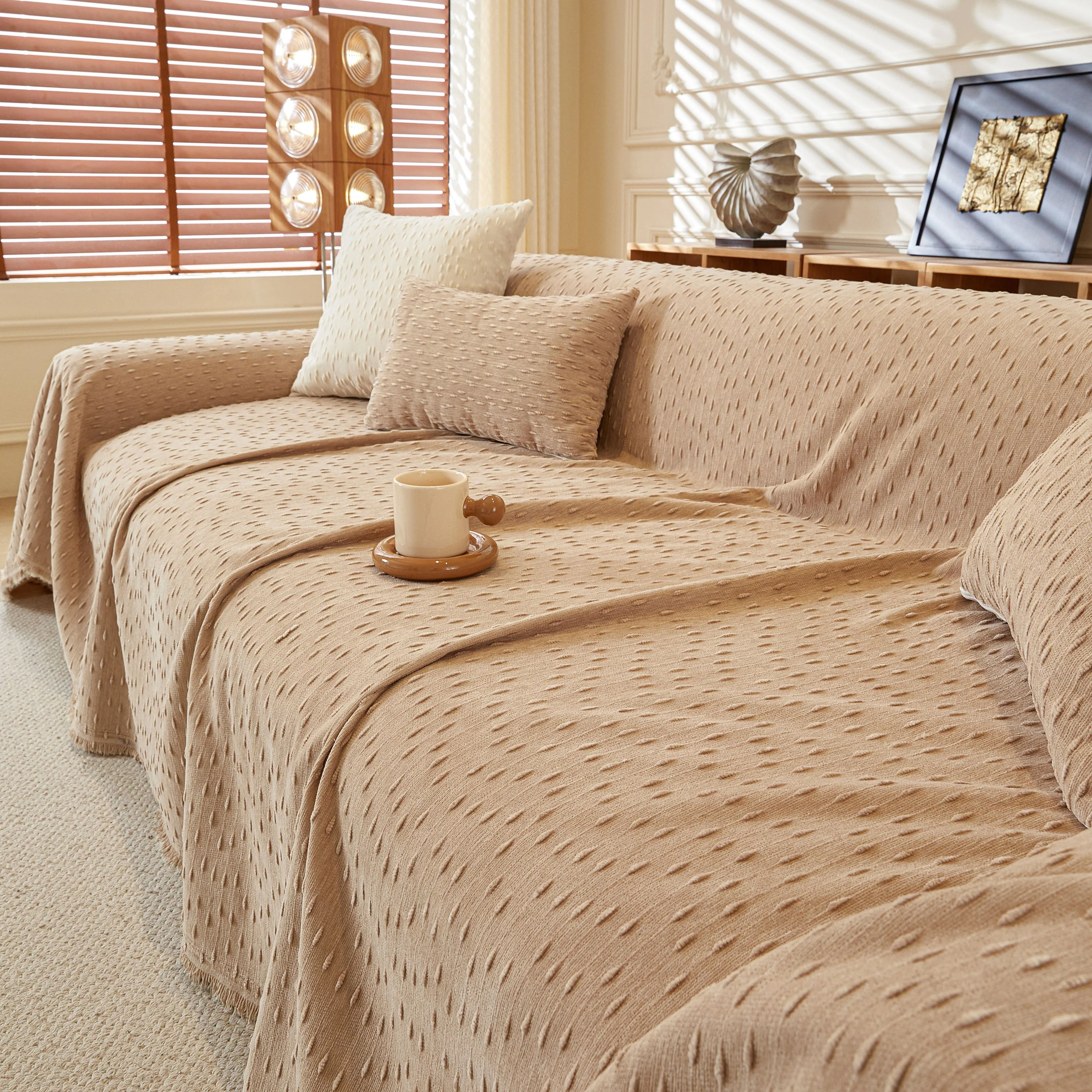 Textured Throw Blanket with 3D Dobby Weave, Minimalist Furniture Protector for Couch - Image 59