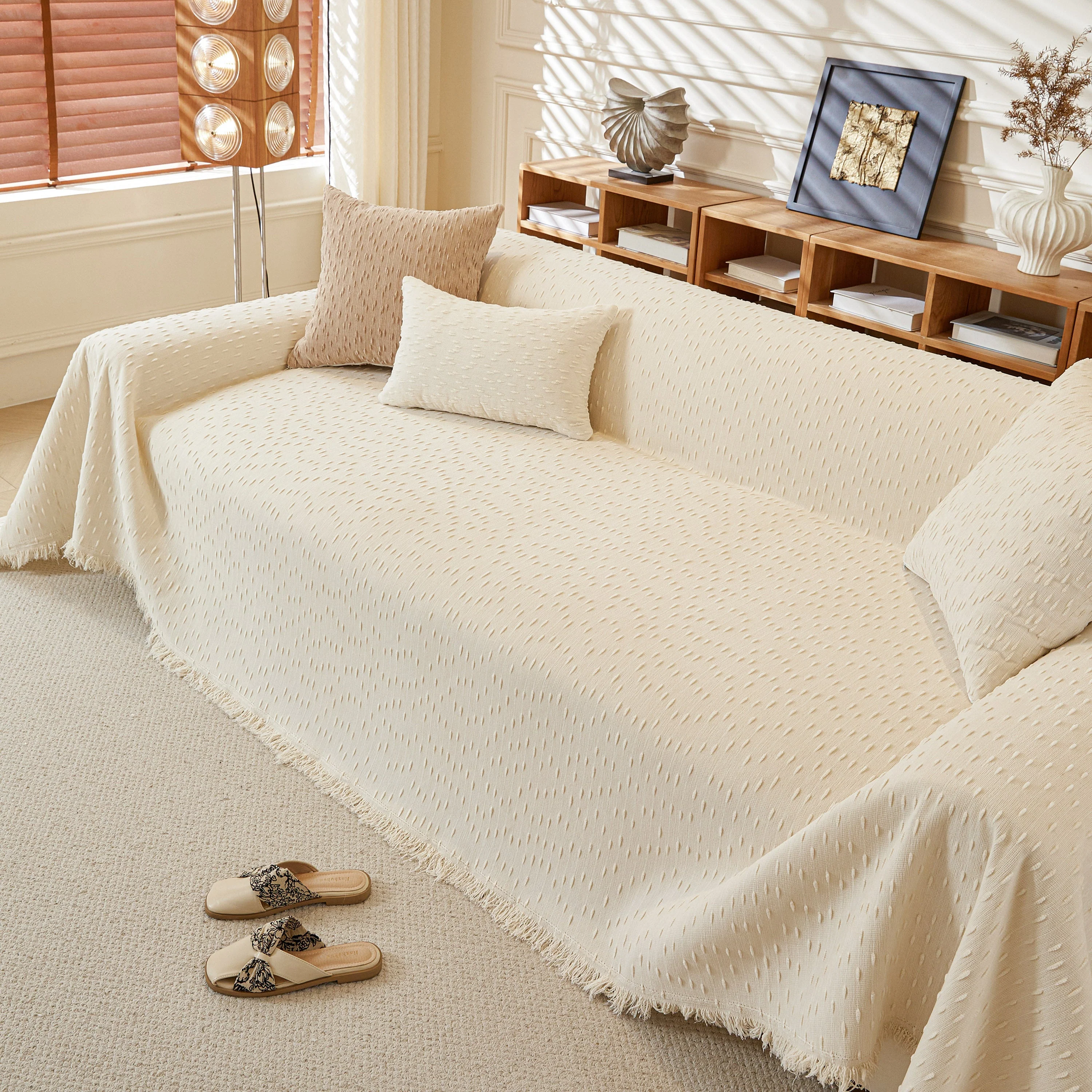 Textured Throw Blanket with 3D Dobby Weave, Minimalist Furniture Protector for Couch - Image 6