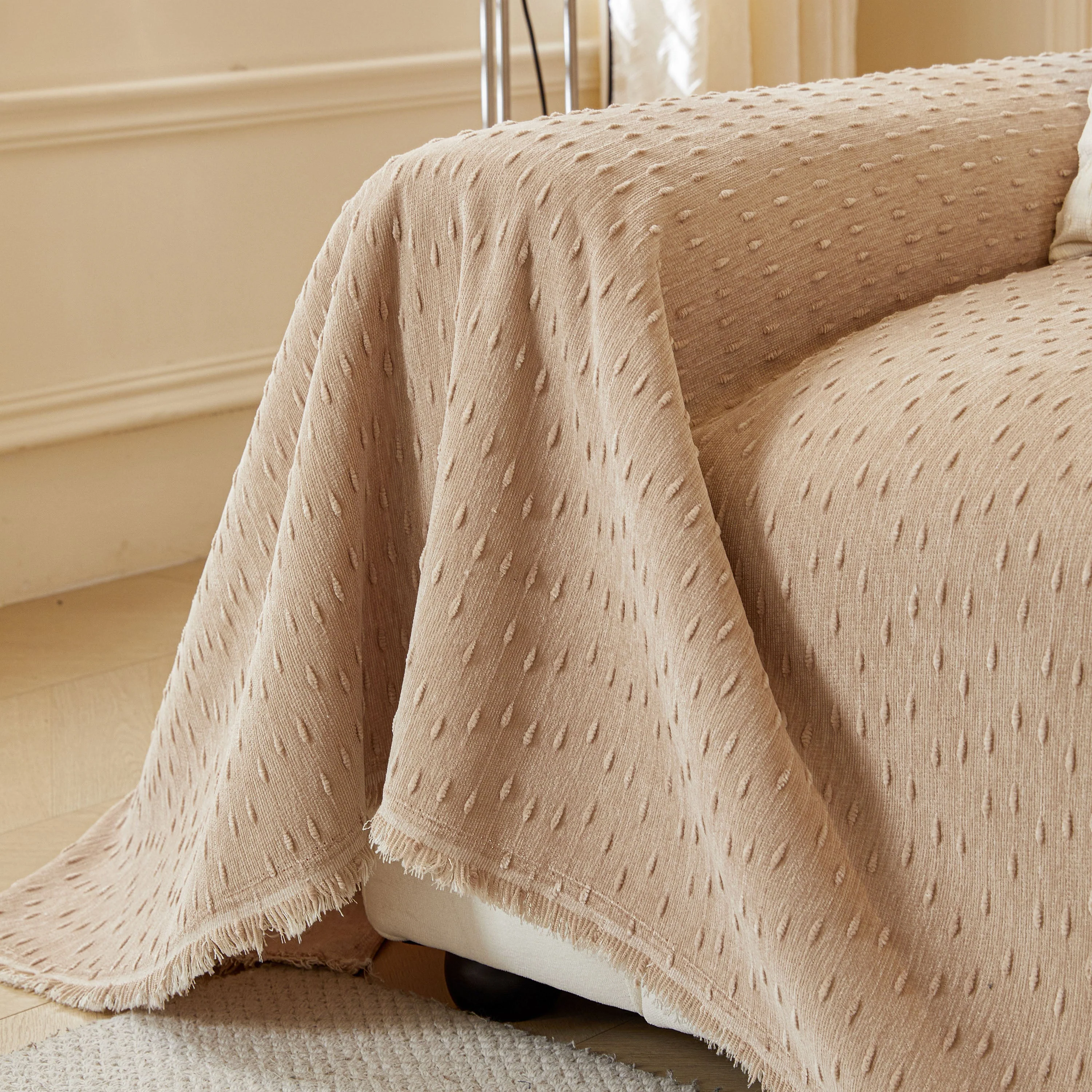 Textured Throw Blanket with 3D Dobby Weave, Minimalist Furniture Protector for Couch - Image 60
